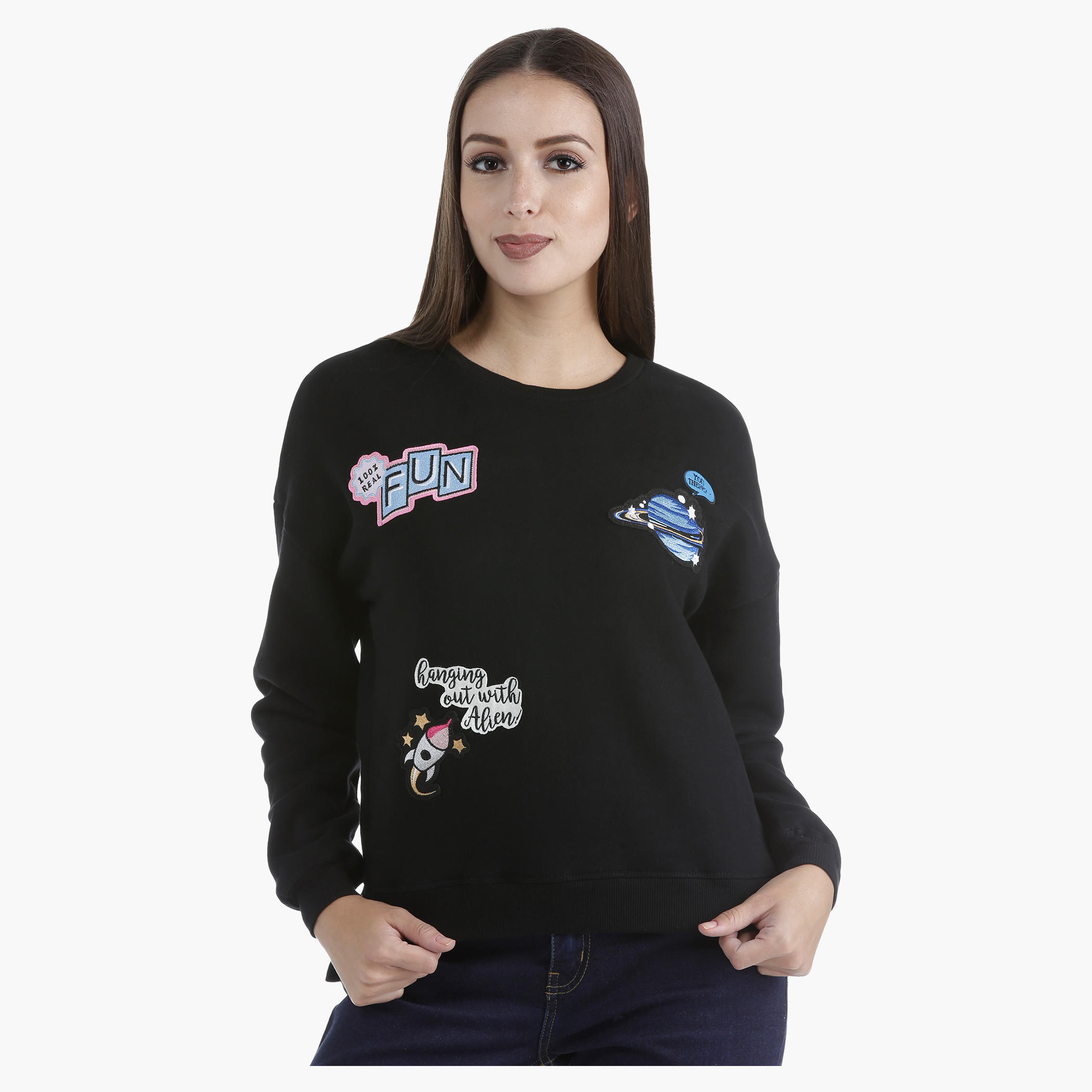 Oversized High-Low Sweater with Badge Applique-women-winterwear-hoodiesandsweatshirts-sweatshirts-image-1