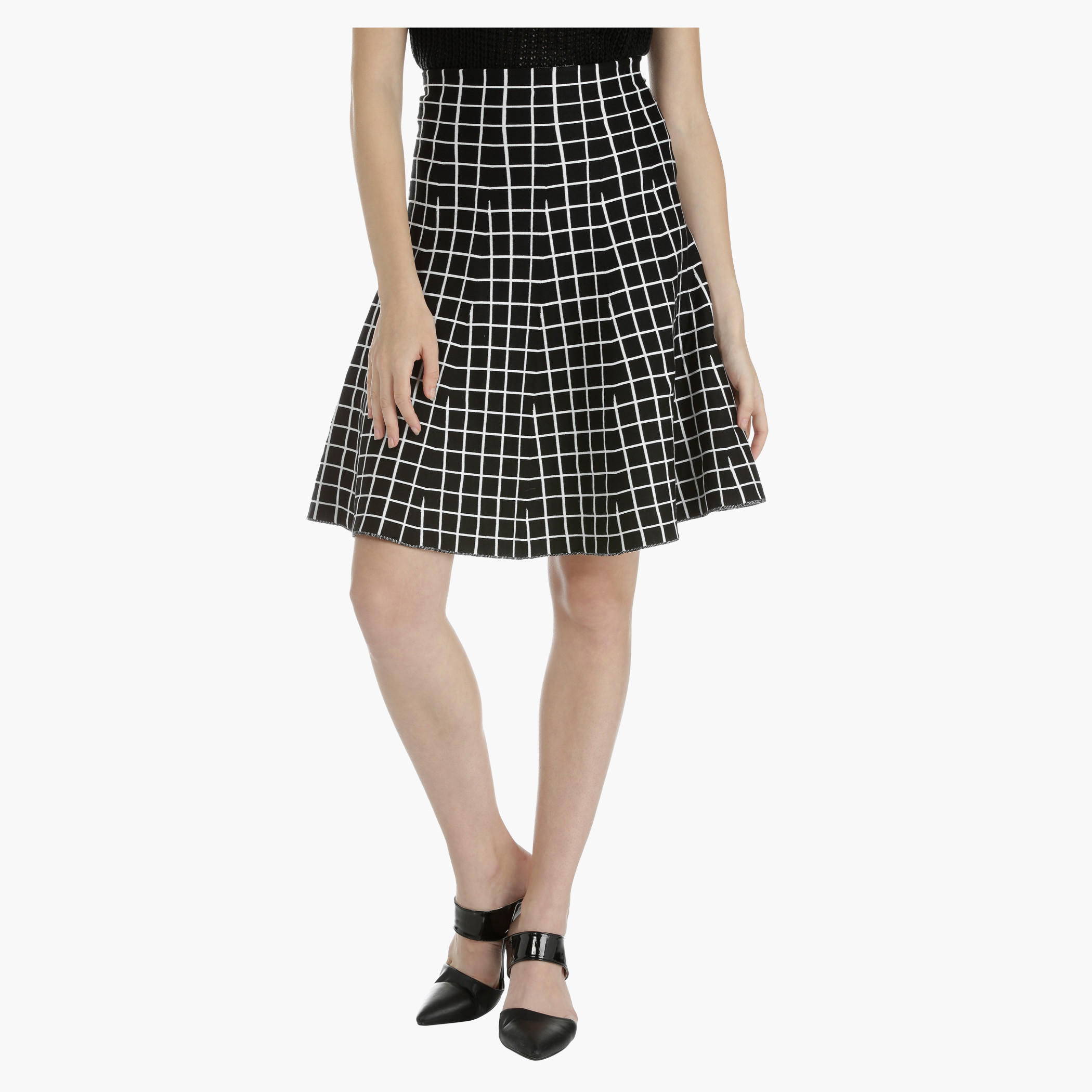 Chequered Midi Skirt-women-clothing-bottoms-skirts-image-1