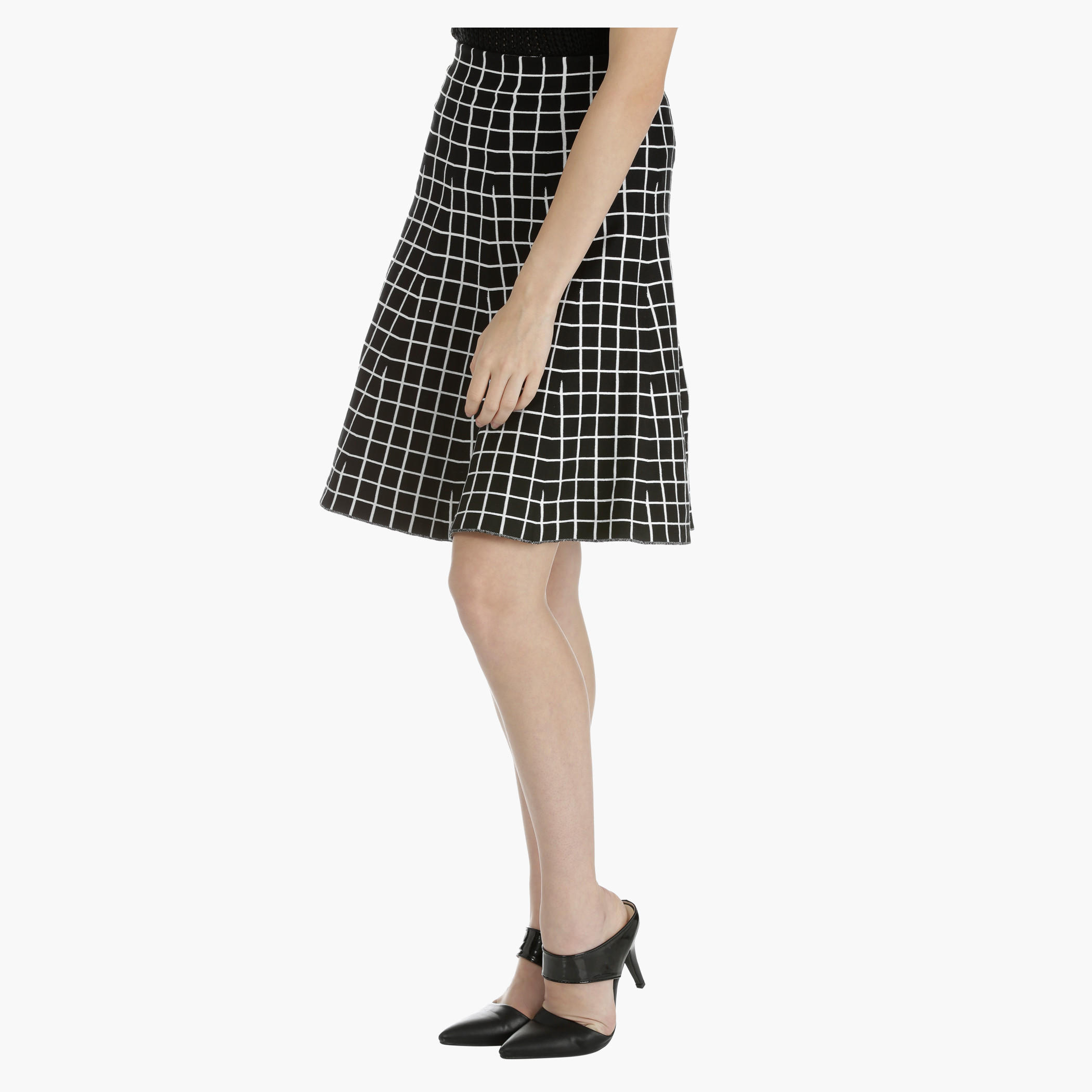 Chequered Midi Skirt-women-clothing-bottoms-skirts-image-3