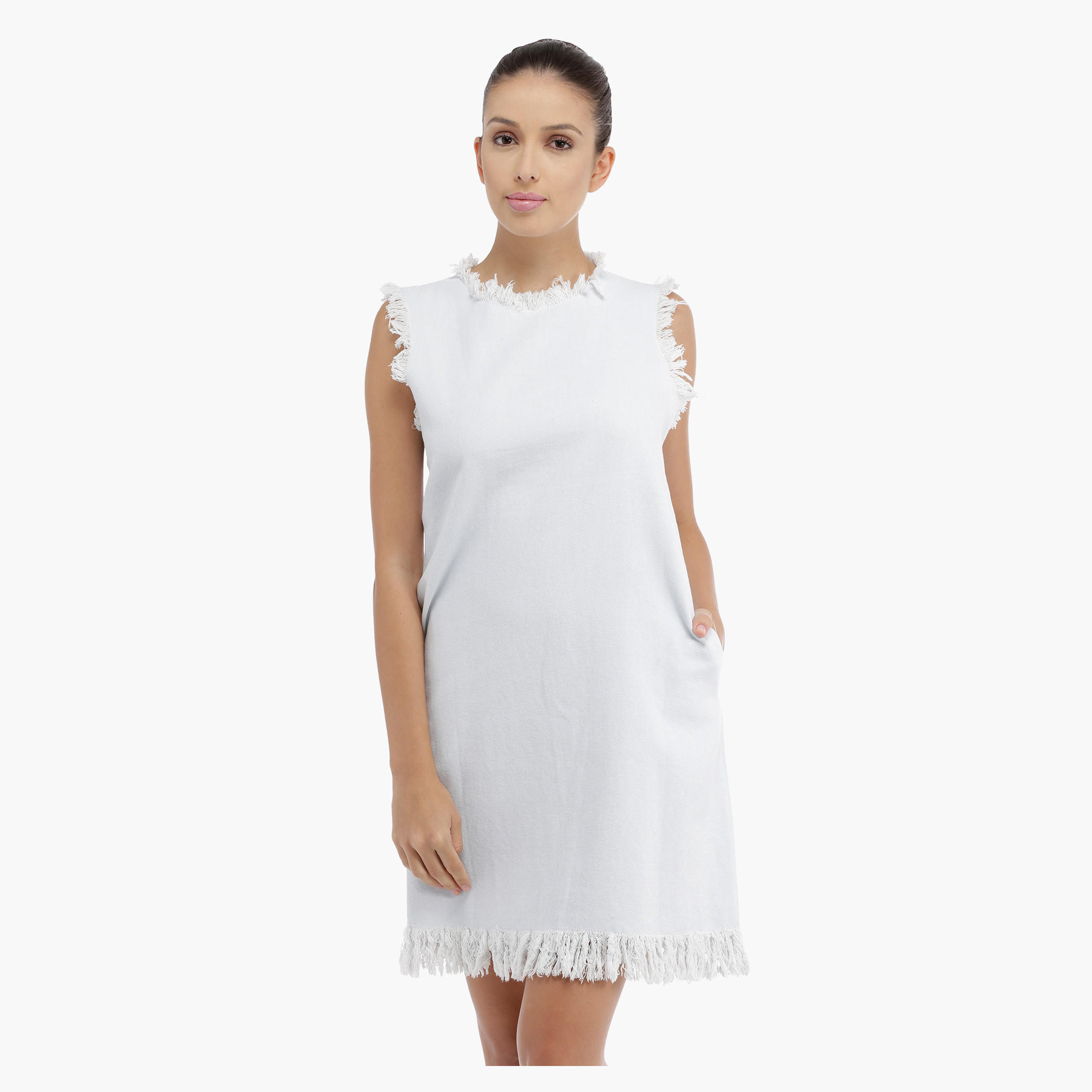 Shift Dress with Fringe Detail-women-clothing-dresses-image-1