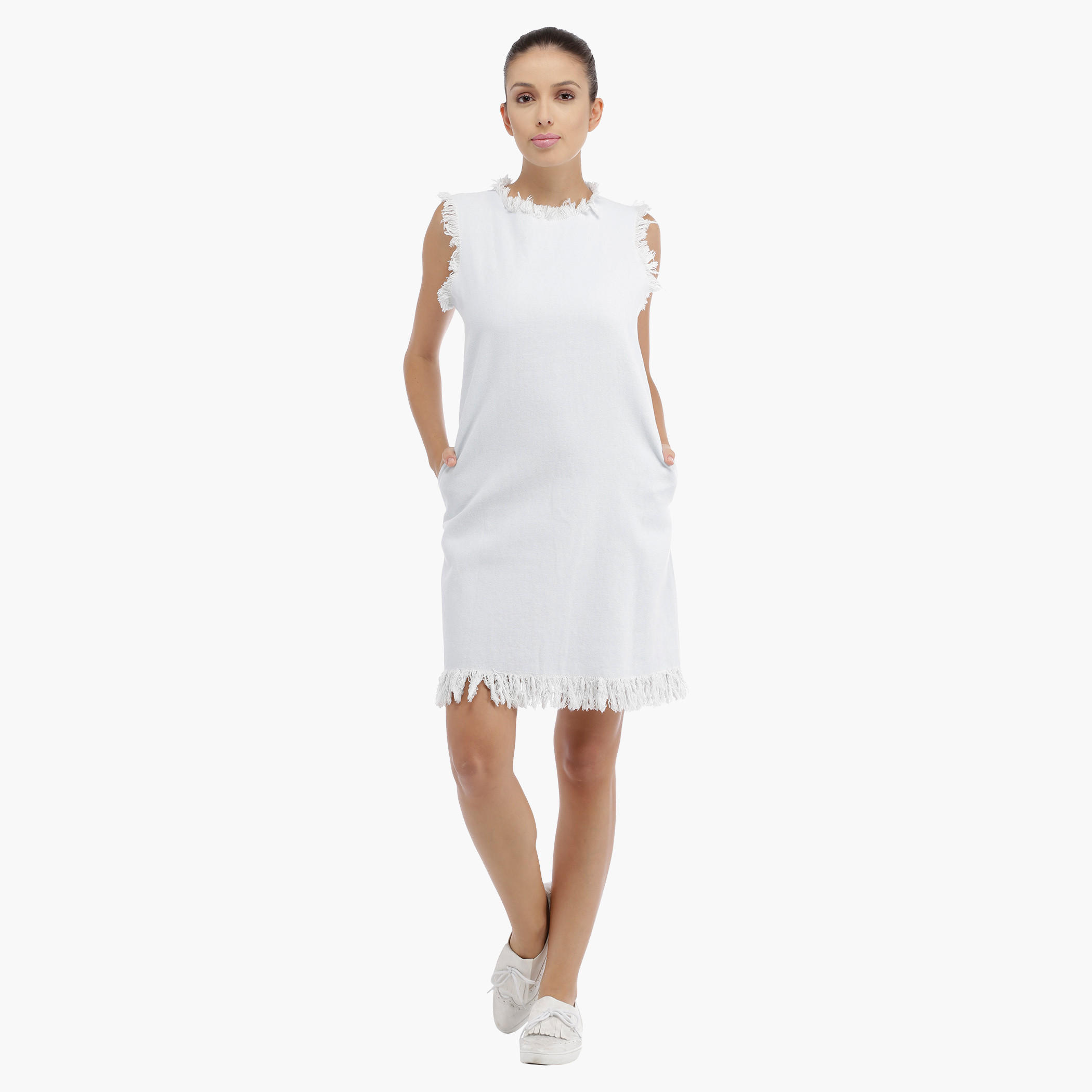 Shift Dress with Fringe Detail-women-clothing-dresses-image-5