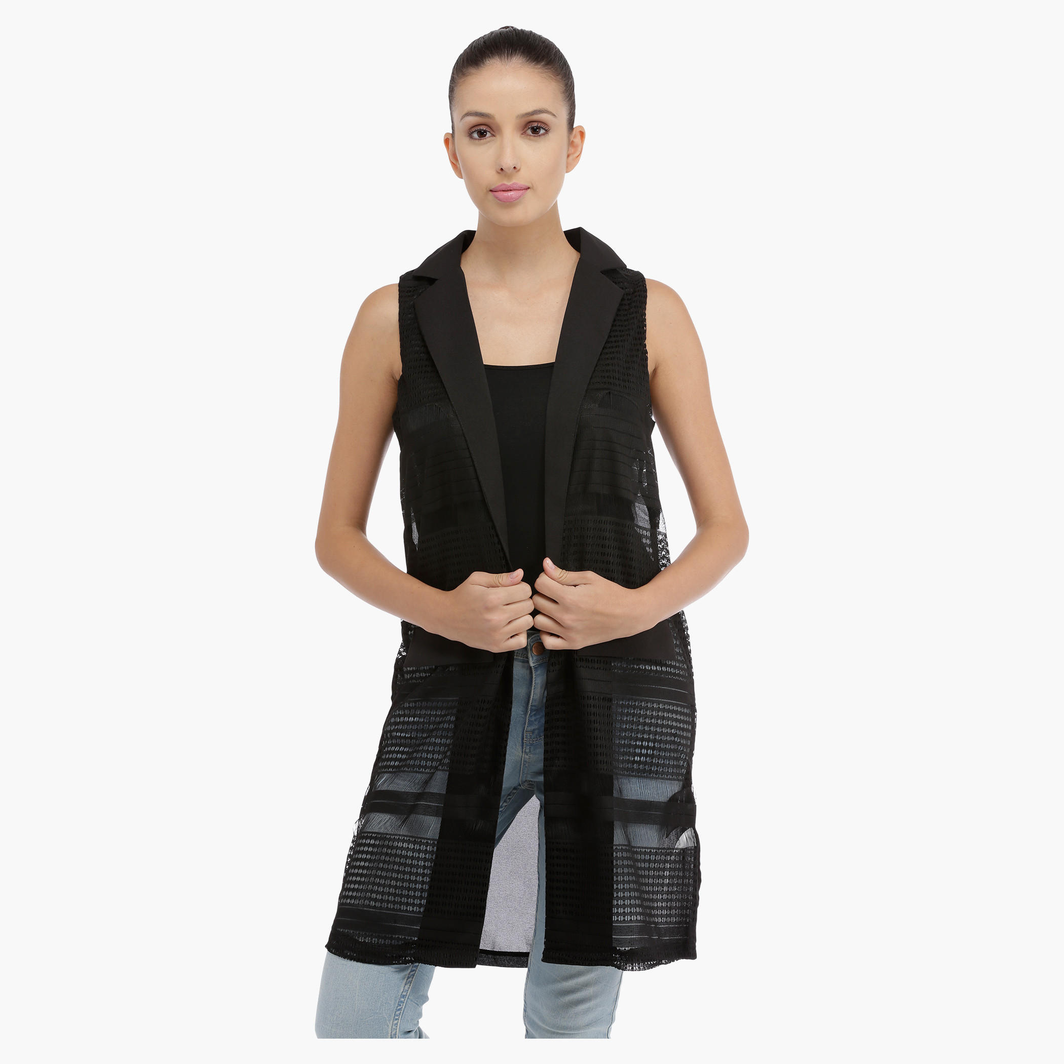 Sleeveless Jacket with Mesh Panel-women-clothing-shirtsandblouses-blouses-image-1