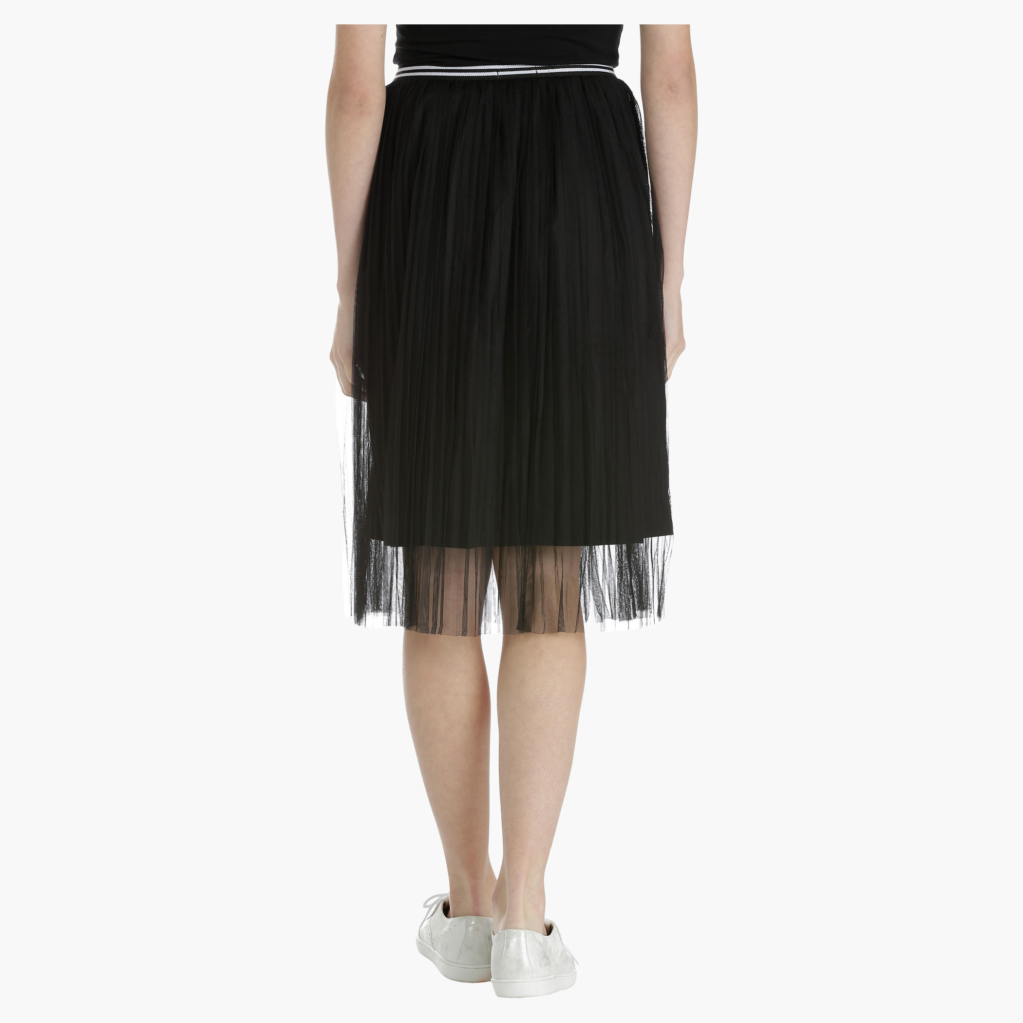 Printed Skirt with Mesh Overlay-women-clothing-bottoms-skirts-image-2