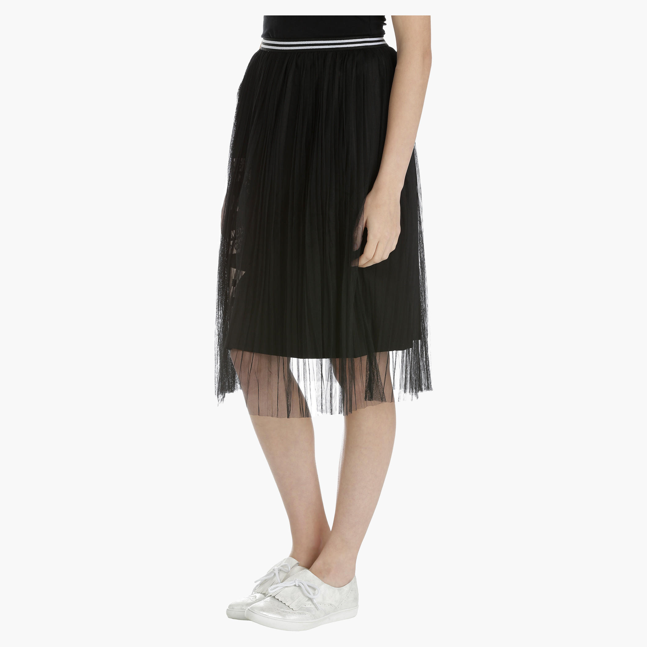 Printed Skirt with Mesh Overlay-women-clothing-bottoms-skirts-image-3