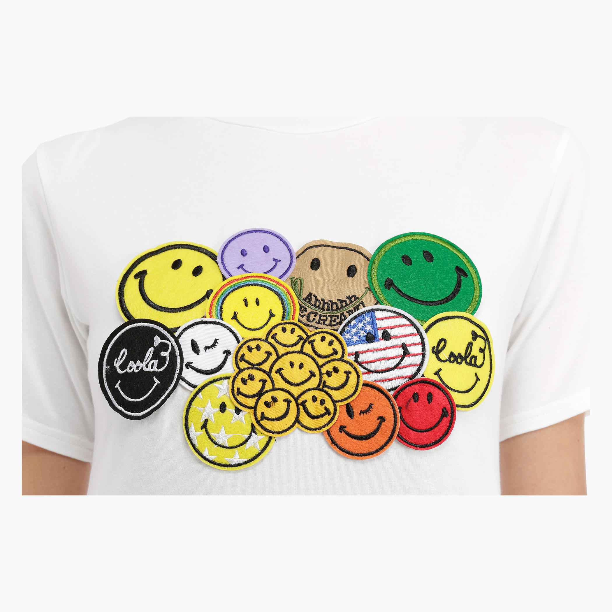 Short Sleeves T-Shirt with Patch Applique-women-clothing-tshirts-image-2