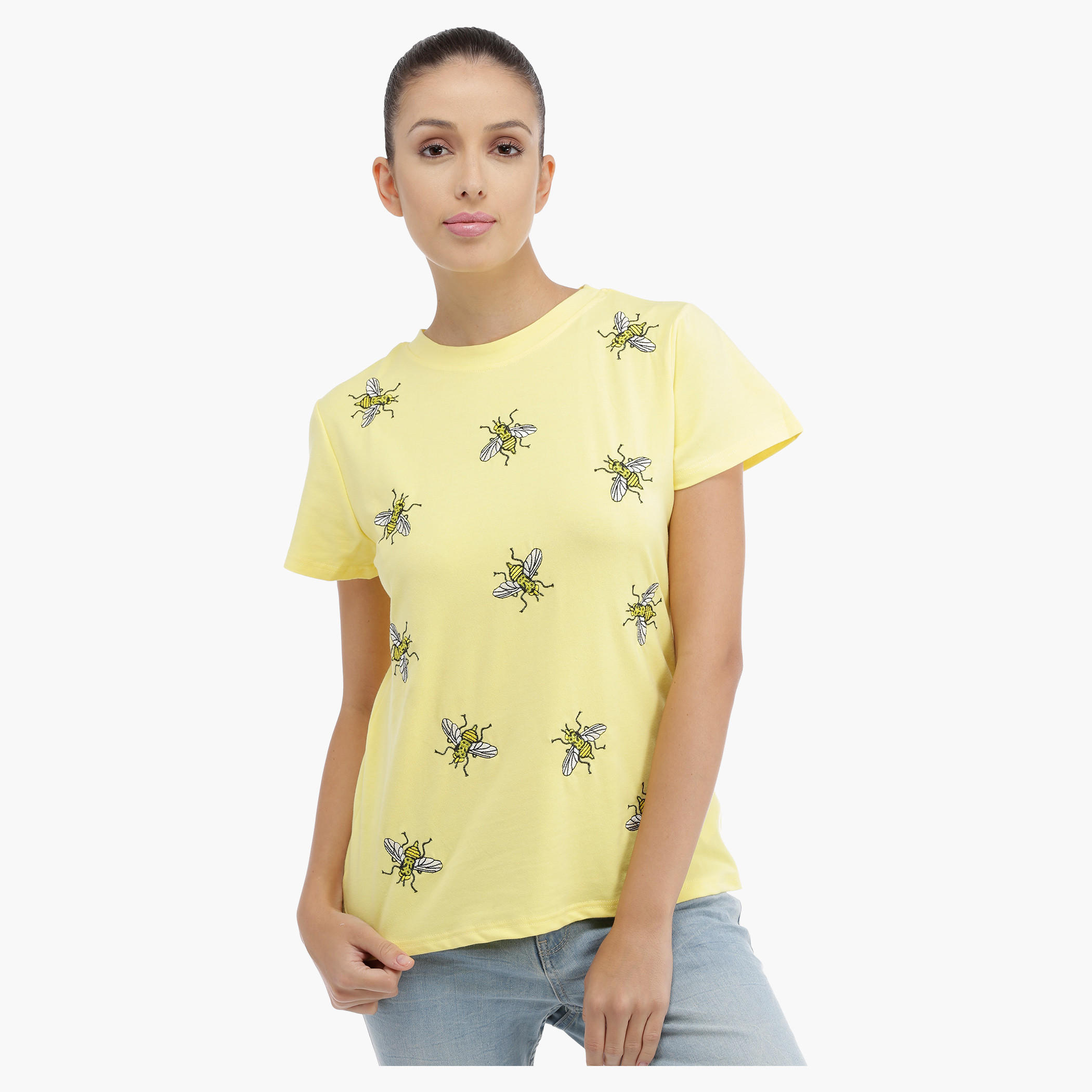 Embroidered T-shirt with Short Sleeves-women-clothing-tshirts-image-5