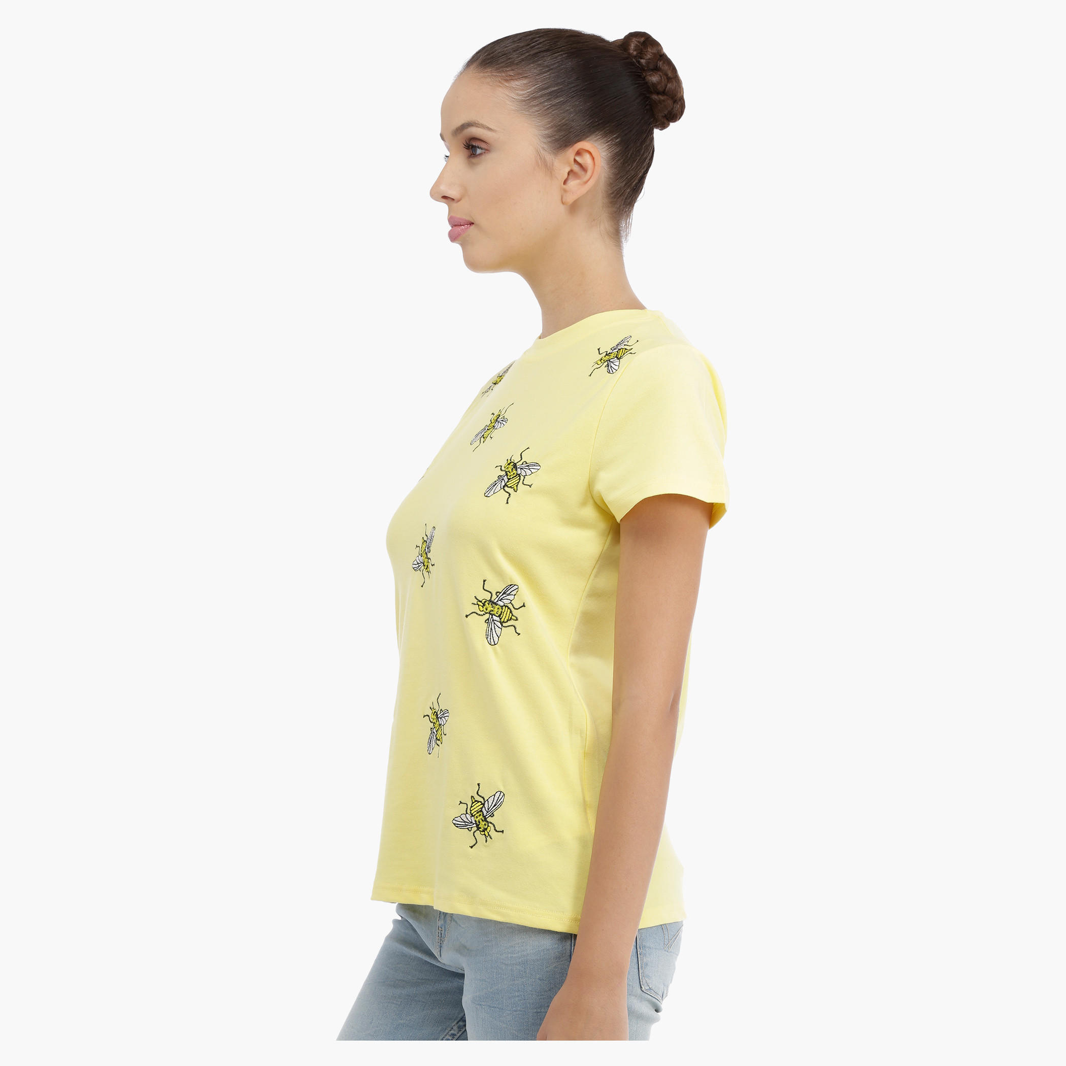 Embroidered T-shirt with Short Sleeves-women-clothing-tshirts-image-3