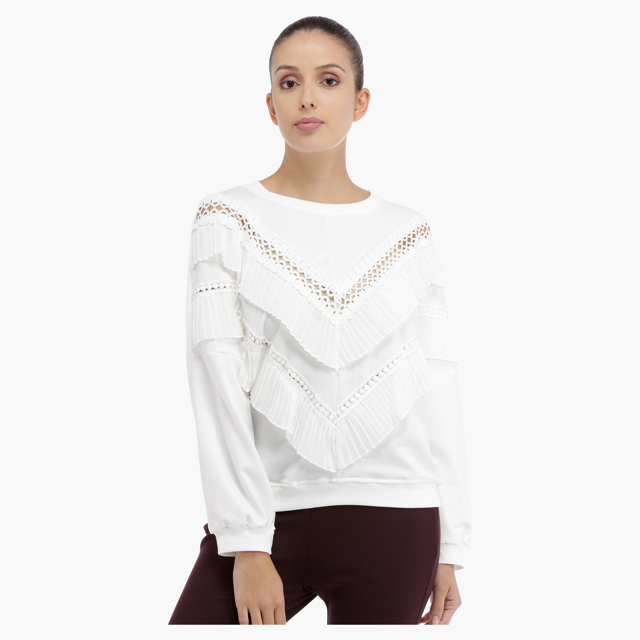 Ruffle Top with Long Sleeves-women-clothing-shirtsandblouses-blouses-image-1