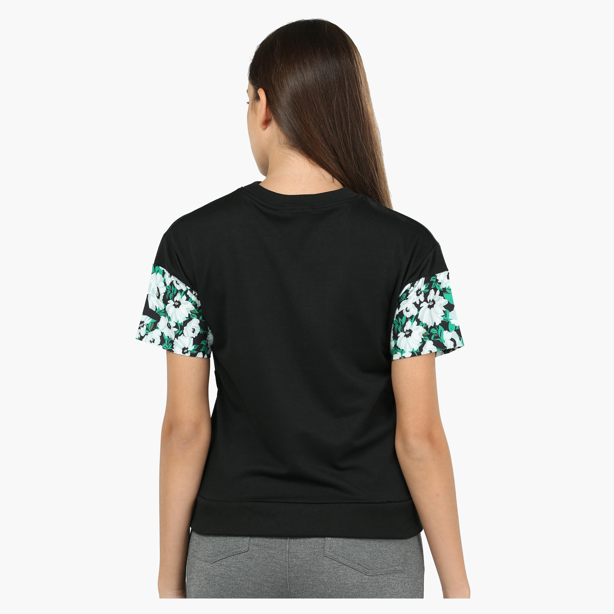 Embroidered Crew Neck Top with short Sleeves-women-clothing-tshirts-image-2