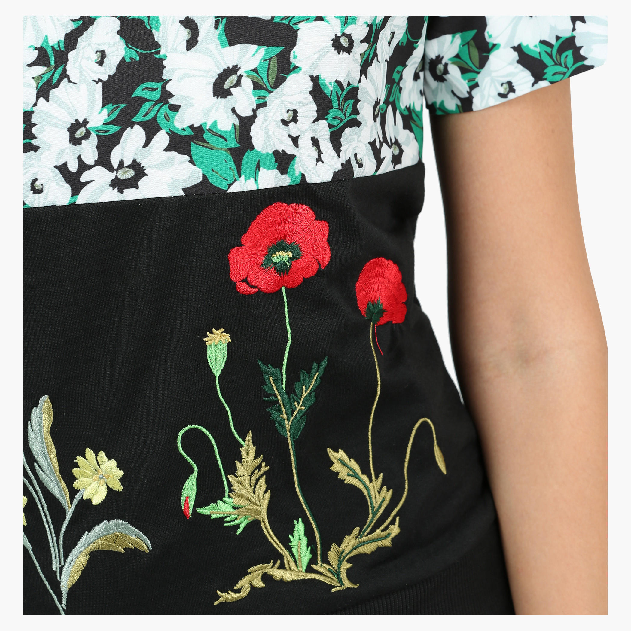 Embroidered Crew Neck Top with short Sleeves-women-clothing-tshirts-image-4
