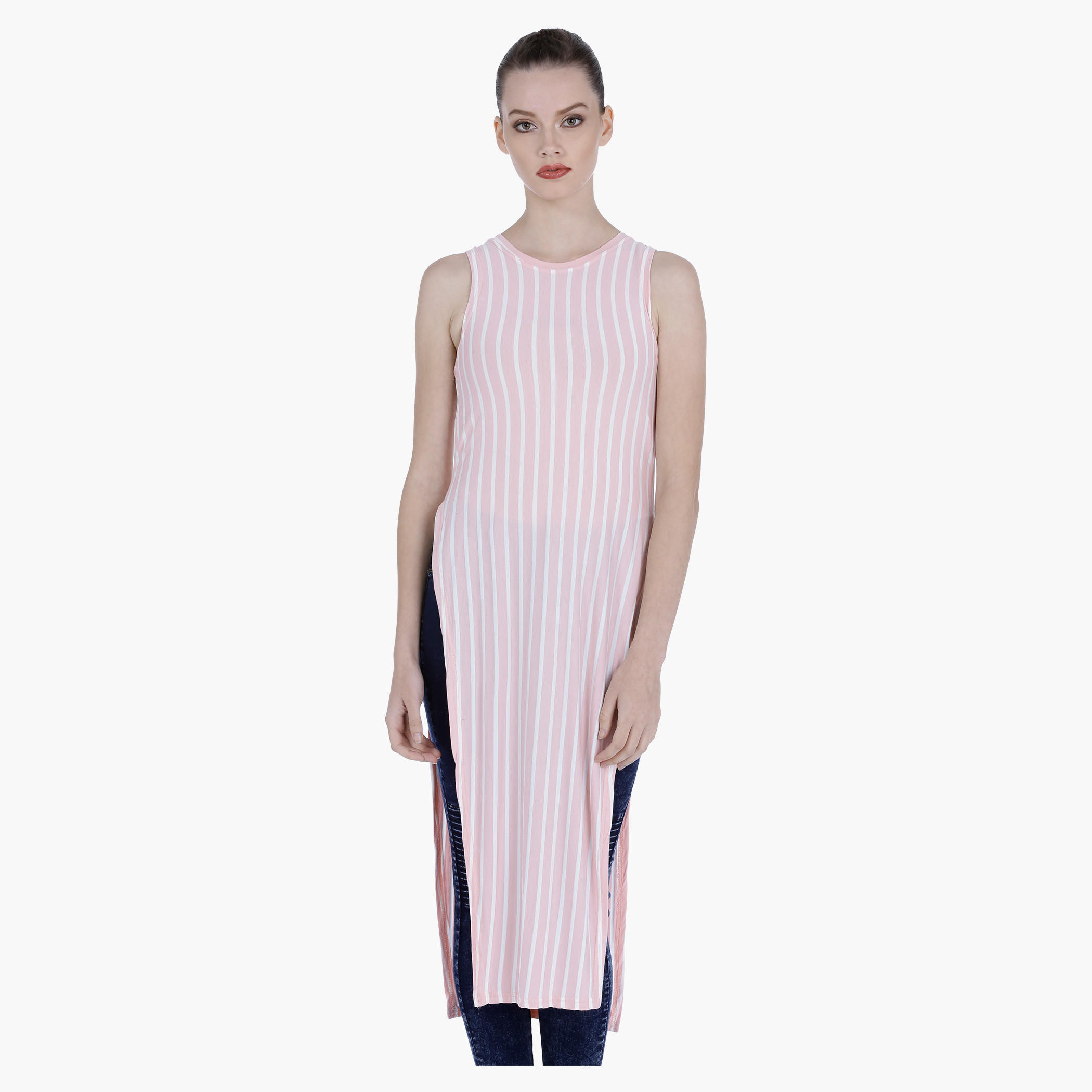 Striped Sleeveless Tunic with Side Slits-women-clothing-shirtsandblouses-blouses-image-1
