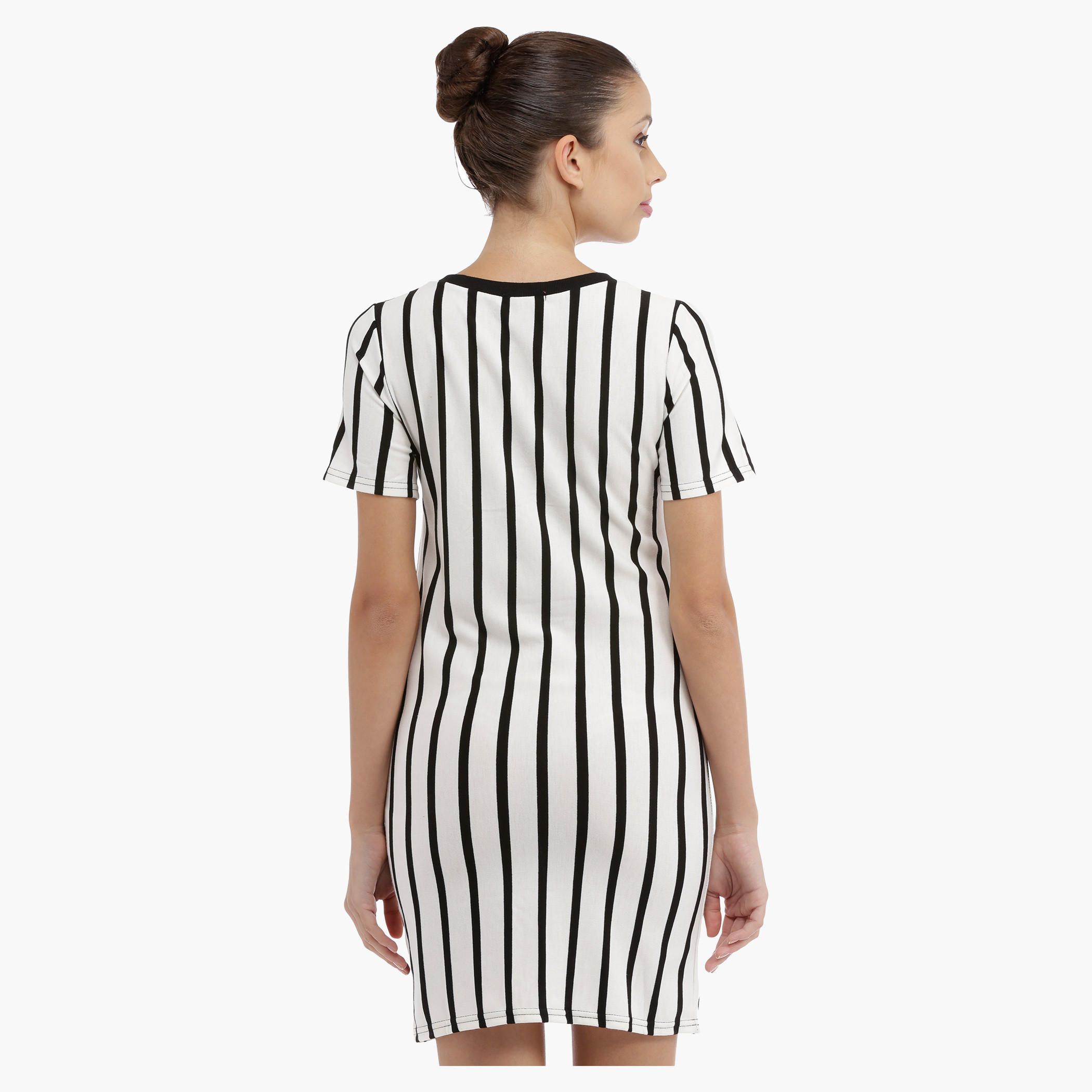 Striped Longline Top with Yoke Tie Ups-women-clothing-dresses-image-2