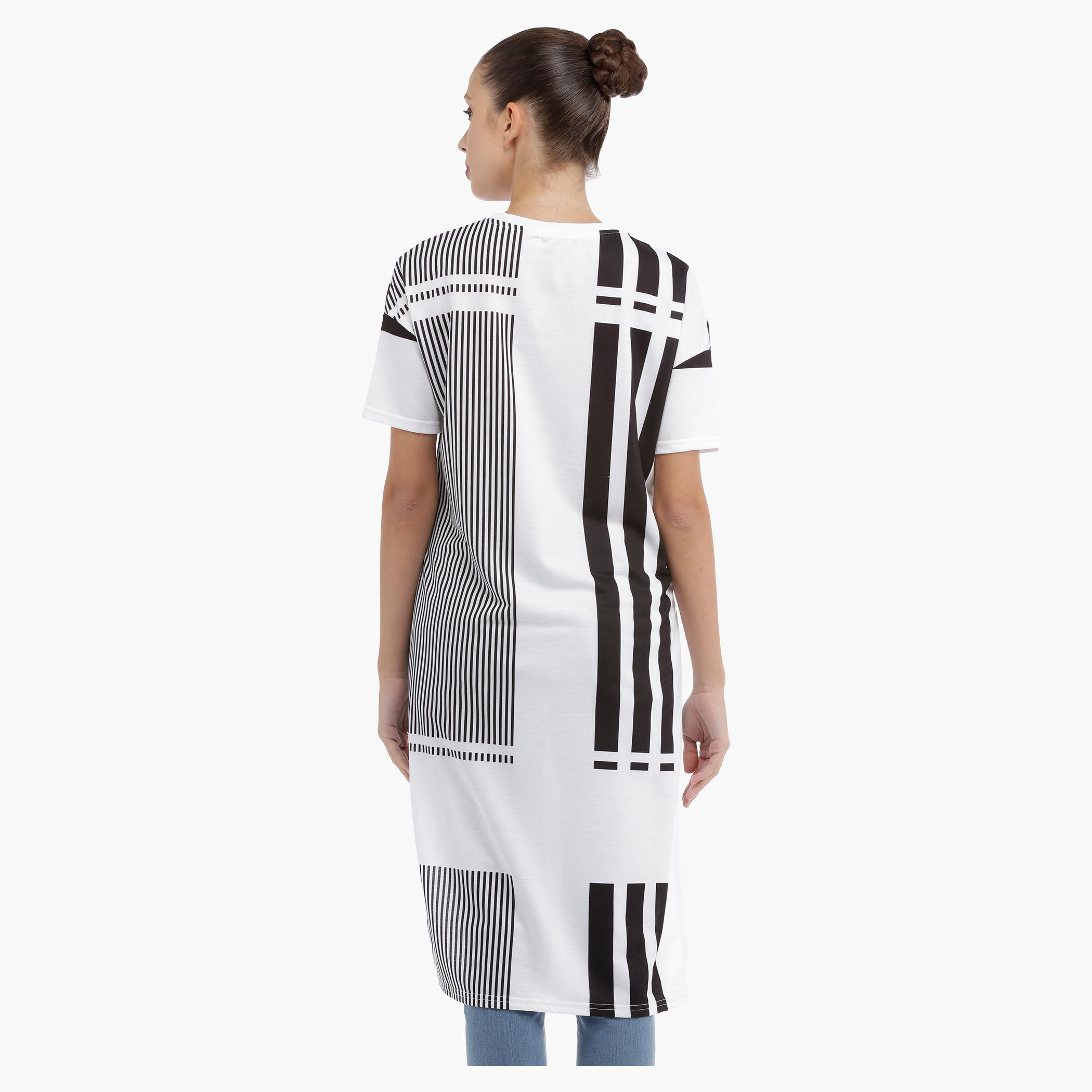 Striped T-shirt with High Low Hem-women-clothing-tshirts-image-2