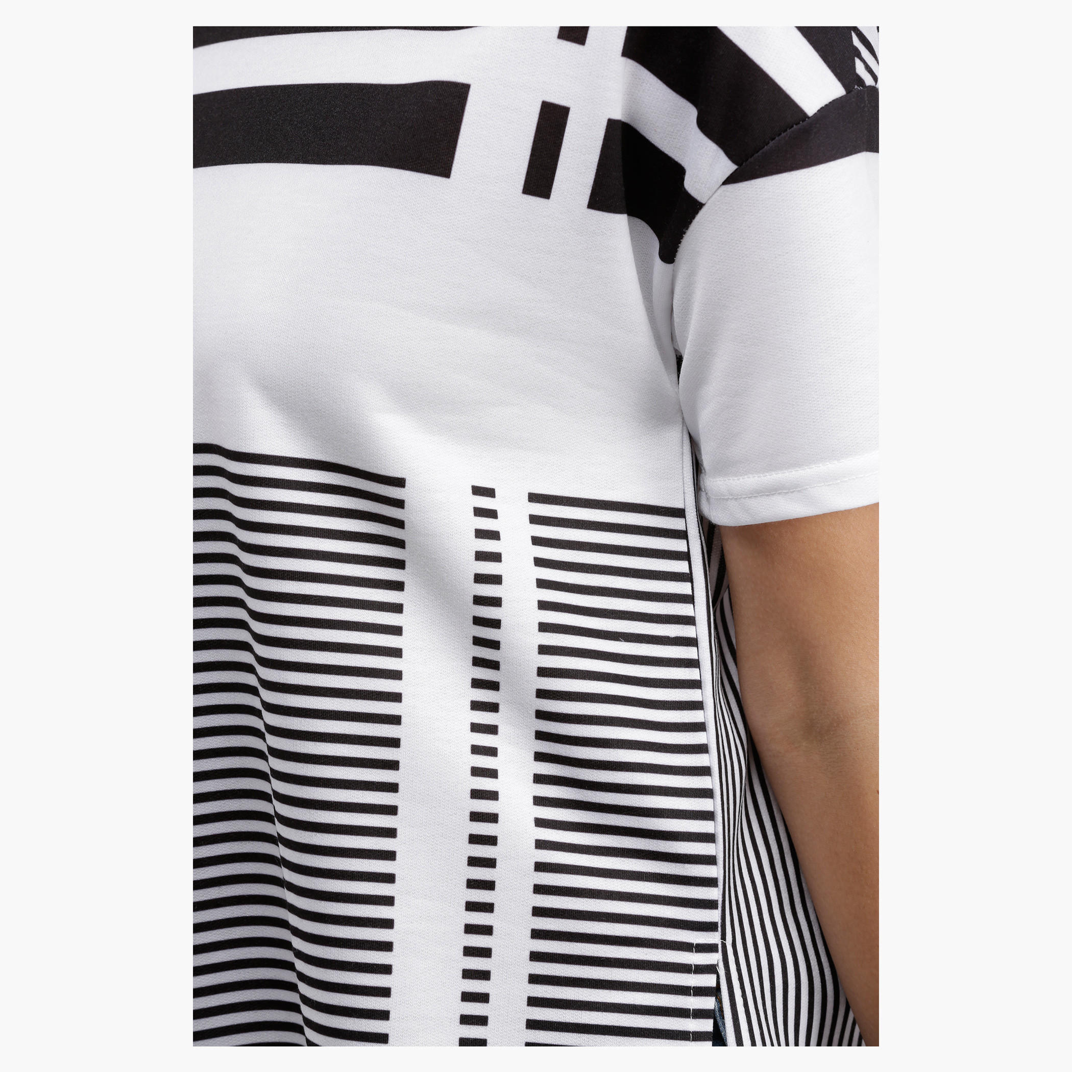 Striped T-shirt with High Low Hem-women-clothing-tshirts-image-4