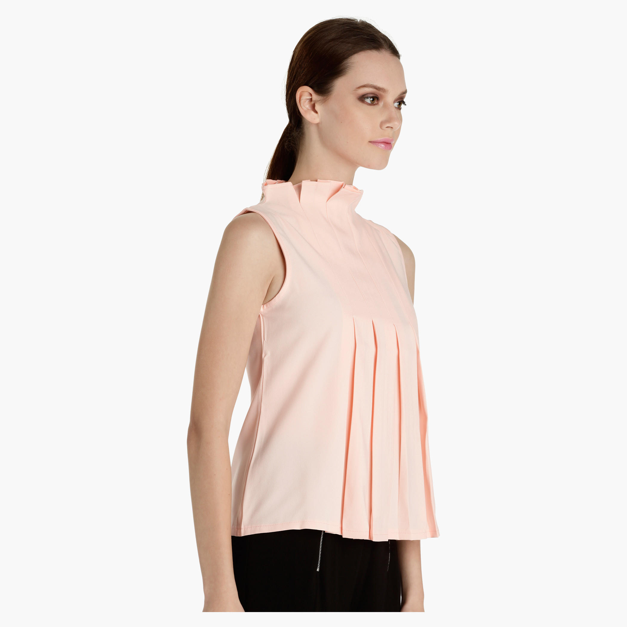 Sleeveless Pleated Top with Back Zip-women-clothing-shirtsandblouses-blouses-image-3