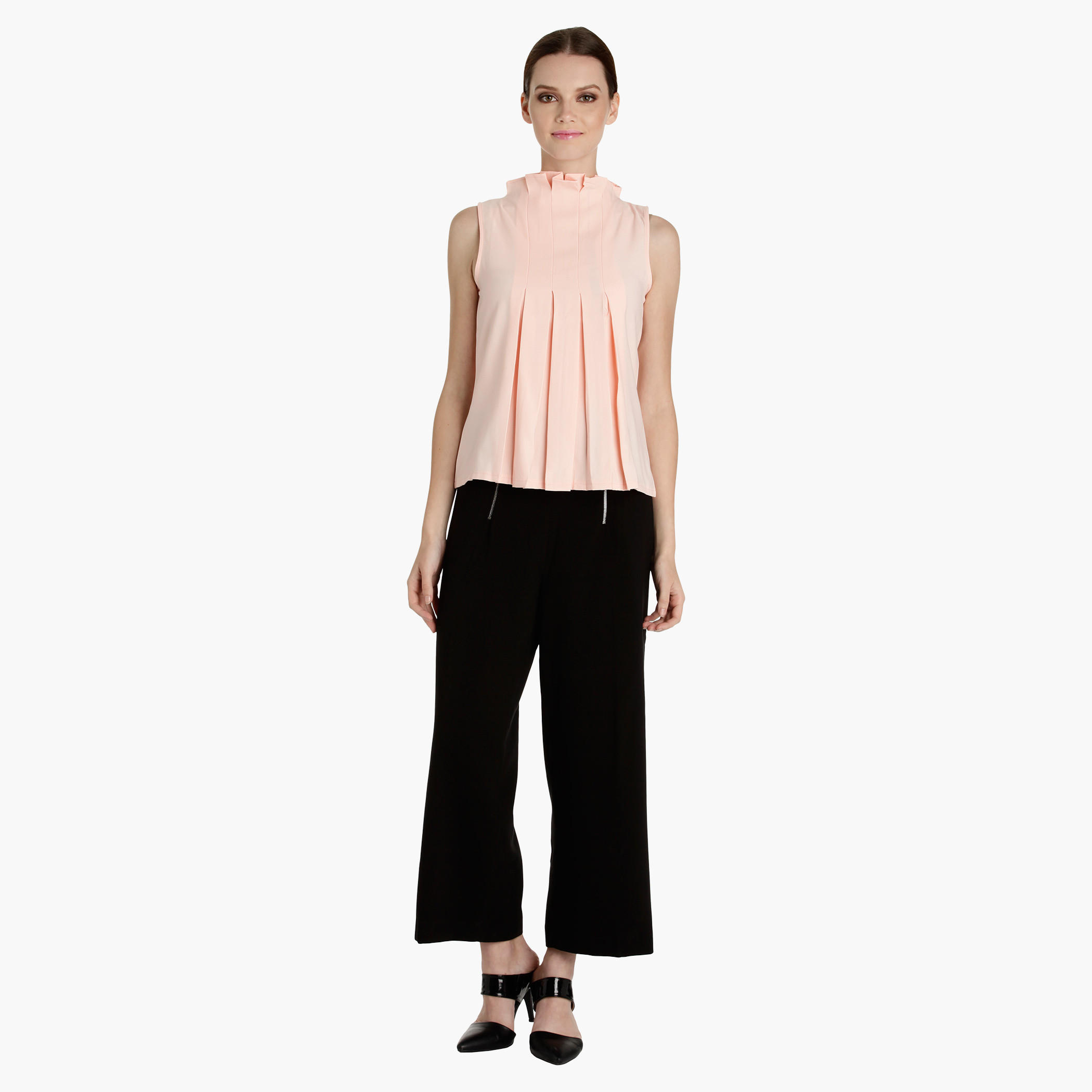 Sleeveless Pleated Top with Back Zip-women-clothing-shirtsandblouses-blouses-image-5