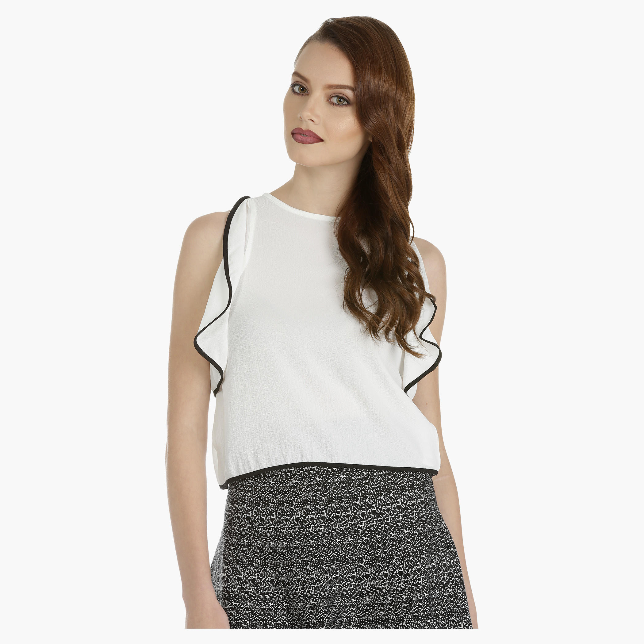 Woven Top with Piping Detail-women-clothing-shirtsandblouses-blouses-image-1