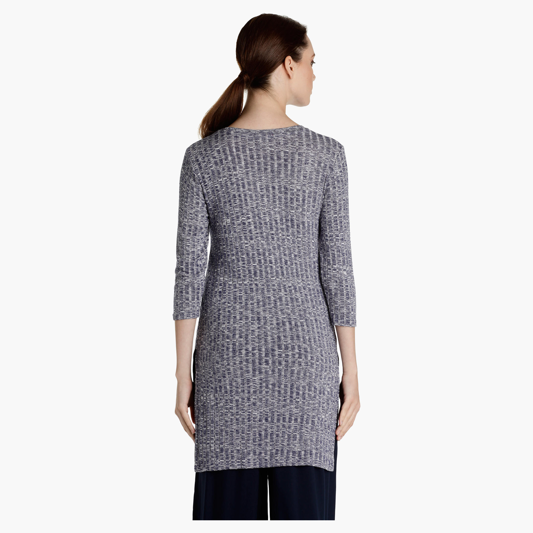 Knitted Sweater with Side Slits and High Low Hem-women-clothing-shirtsandblouses-blouses-image-2