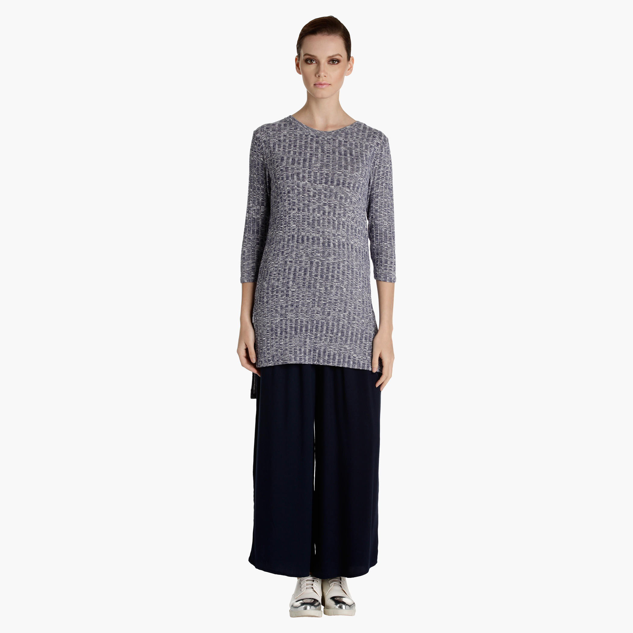 Knitted Sweater with Side Slits and High Low Hem-women-clothing-shirtsandblouses-blouses-image-5