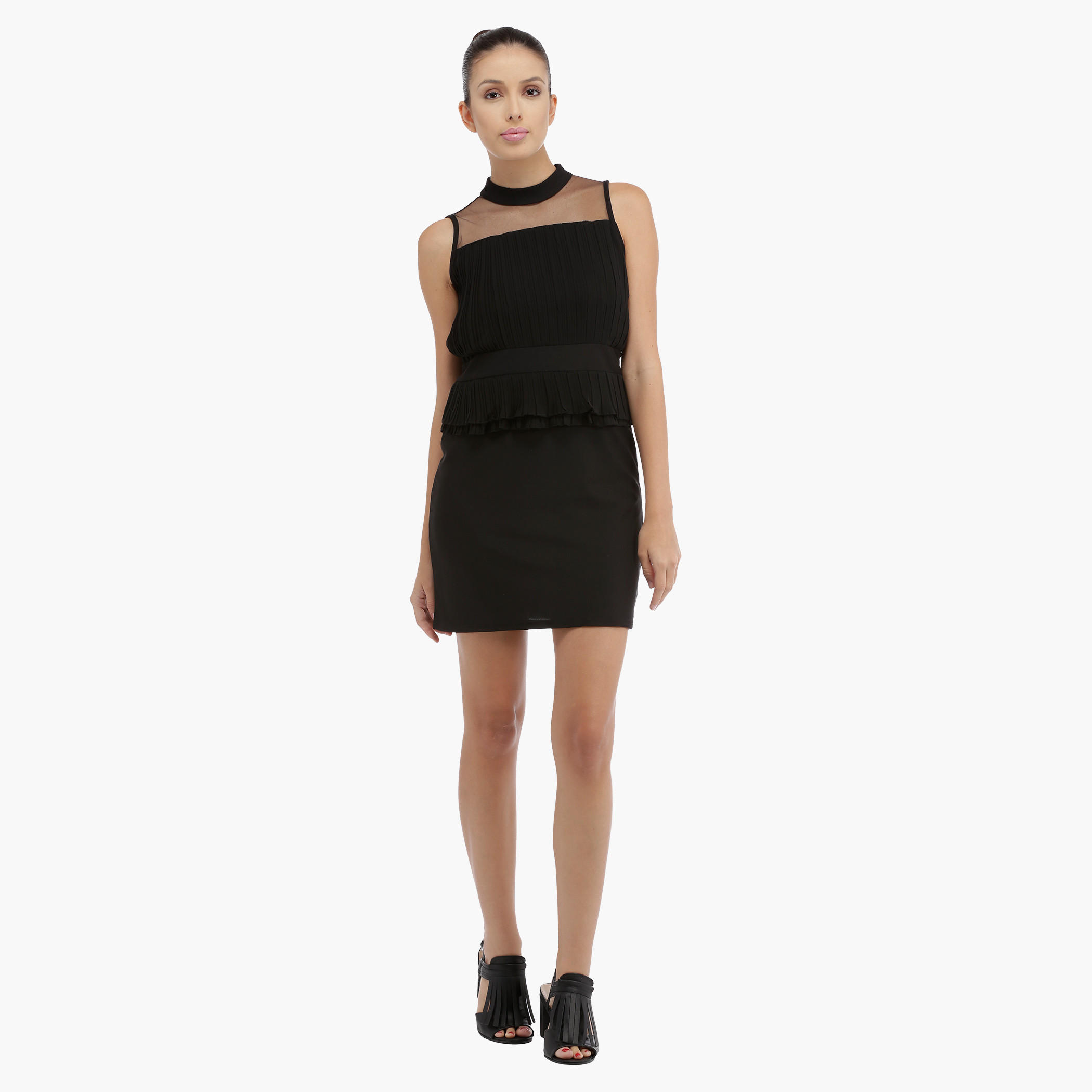 Sleeveless Dress with Mesh Panel-women-clothing-dresses-image-5