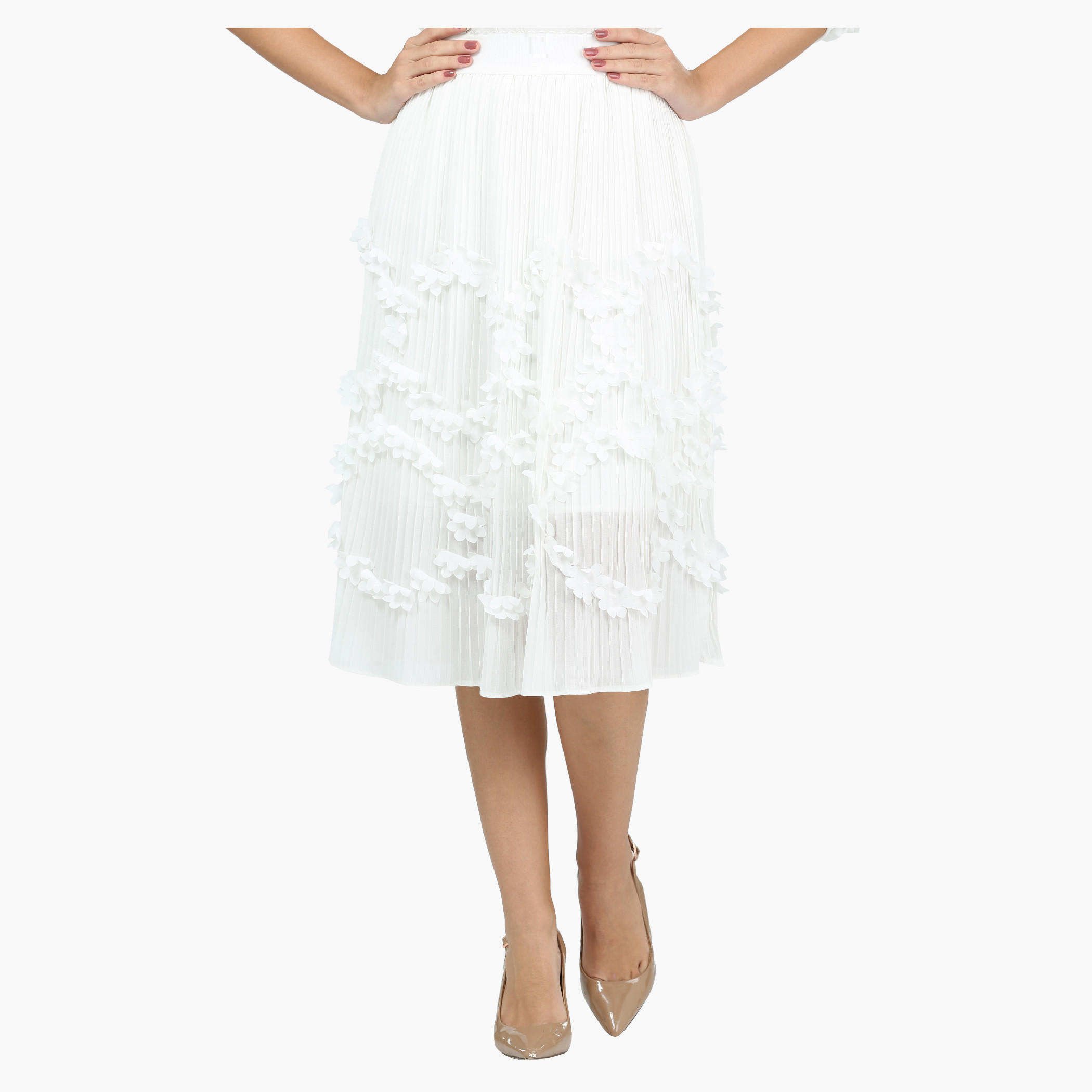 Pleated Skirt with Applique Detail-women-clothing-bottoms-skirts-image-1