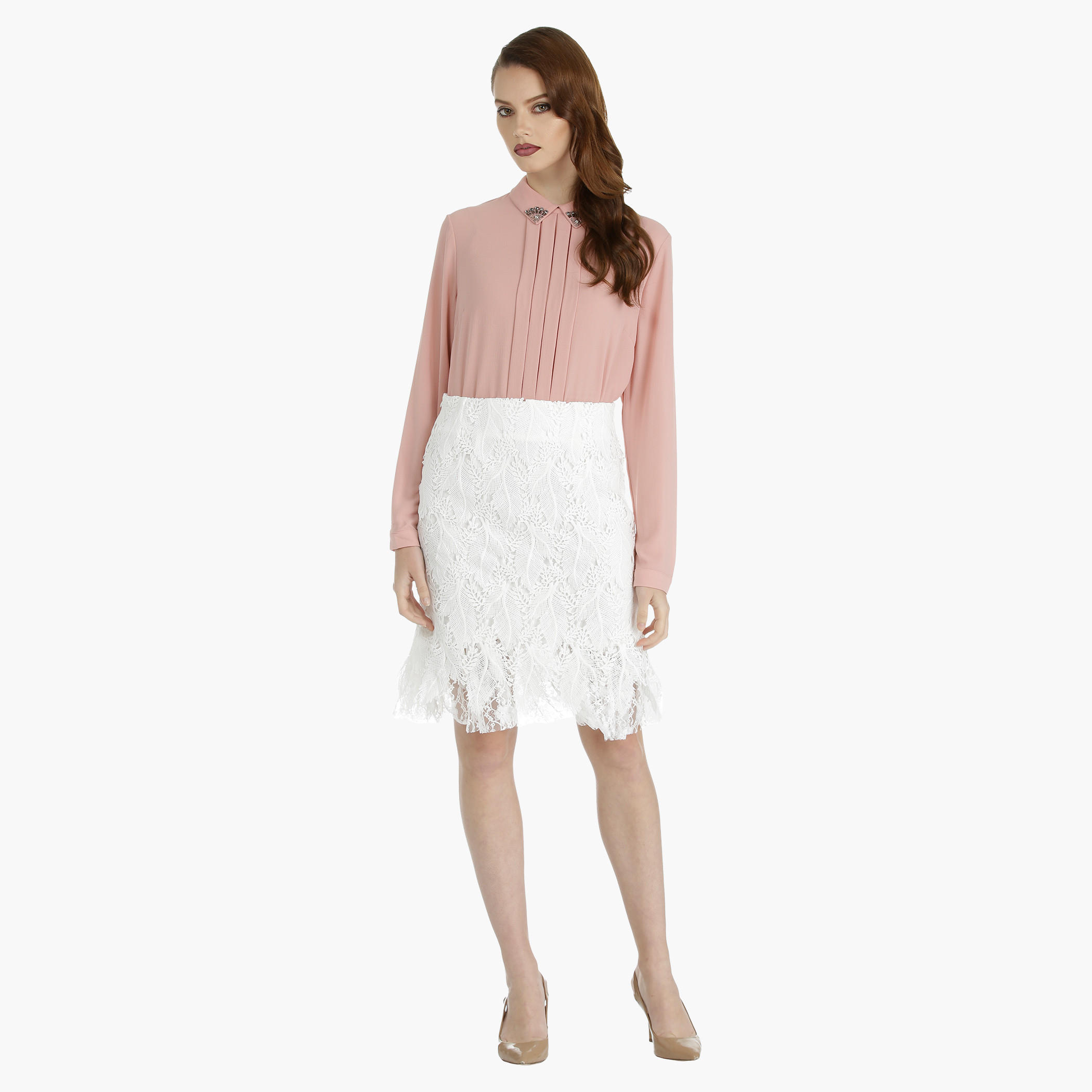 Textured Skirt with Lace Hem-women-clothing-bottoms-skirts-image-1