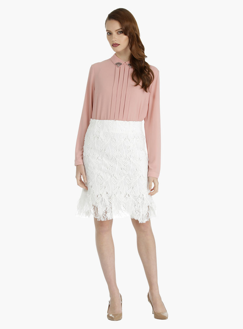 Textured Skirt with Lace Hem-women-clothing-bottoms-skirts-image-1