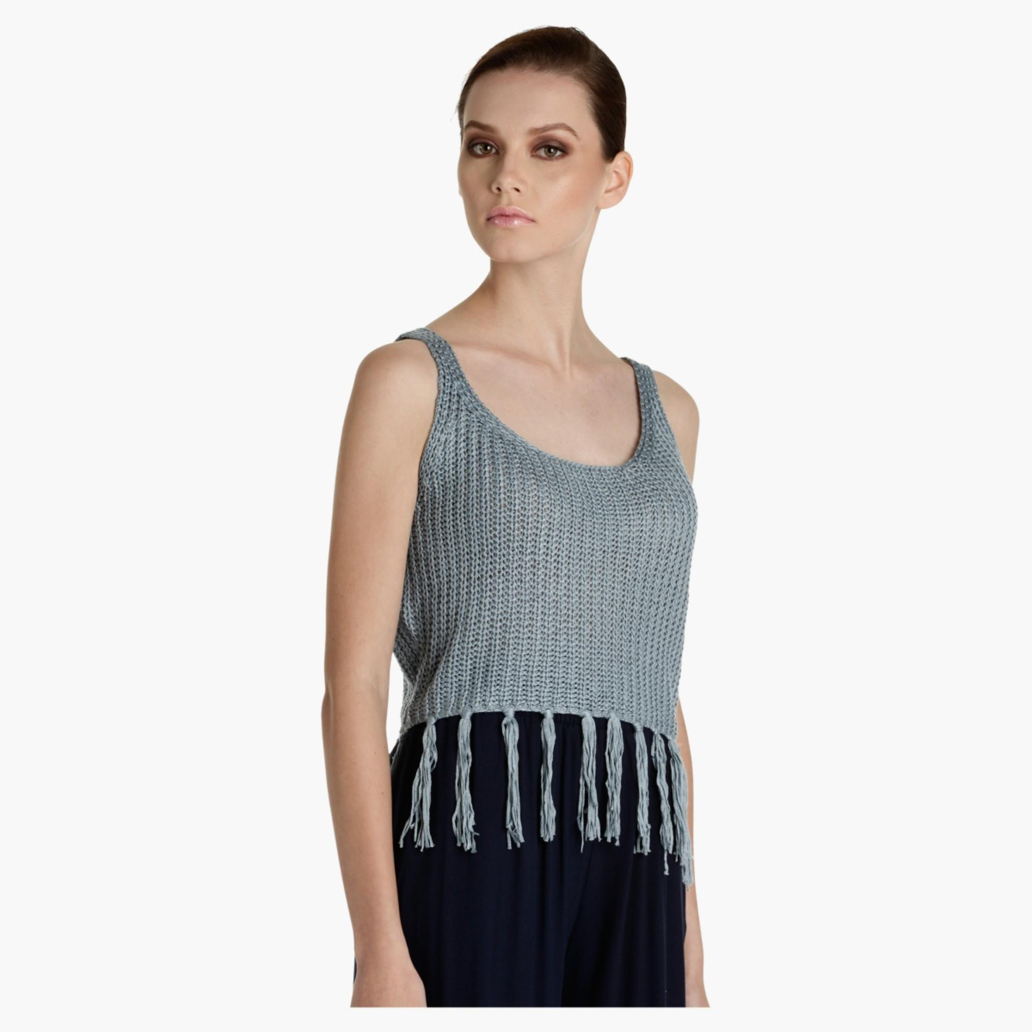 Knitted Top with Tassels and Straps-women-clothing-shirtsandblouses-blouses-image-1
