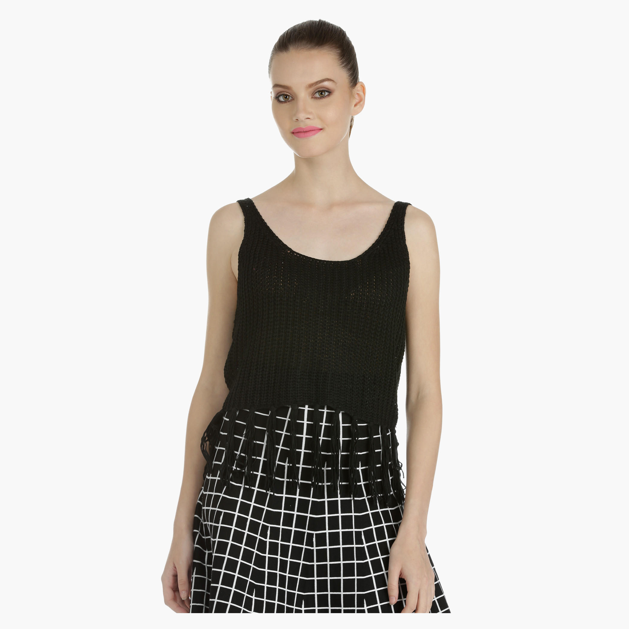 Lace Vest with Tassel Details-women-clothing-tshirts-image-1