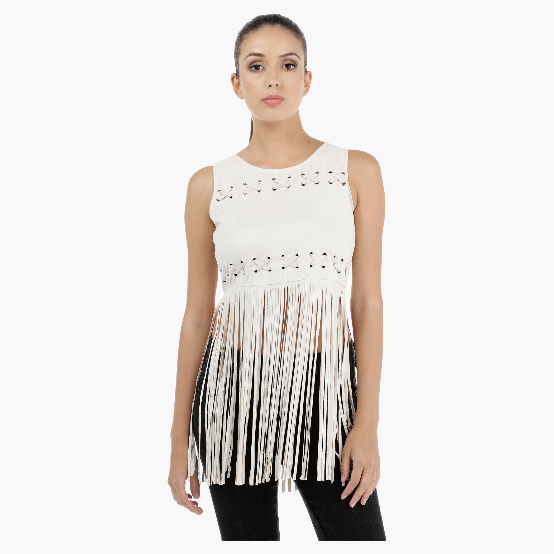 Sleeveless Fringe Top with Eyelet Detailing-women-clothing-shirtsandblouses-blouses-image-1