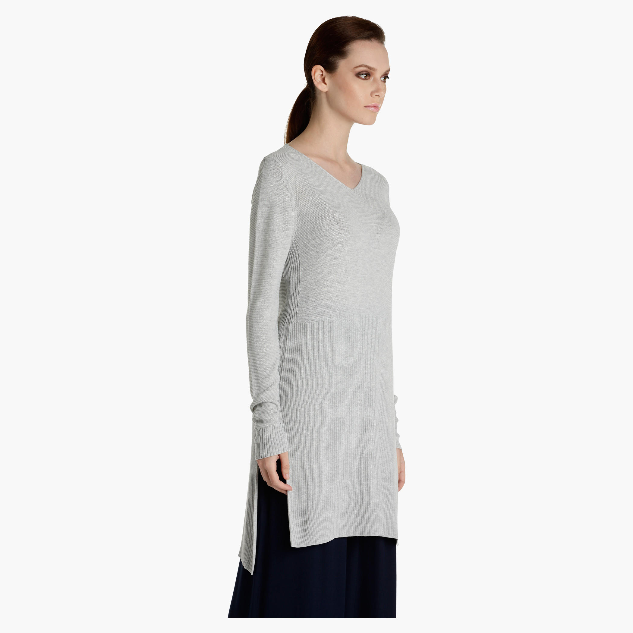 Ribbed Long Sweater with Side Slits-women-clothing-shirtsandblouses-blouses-image-3