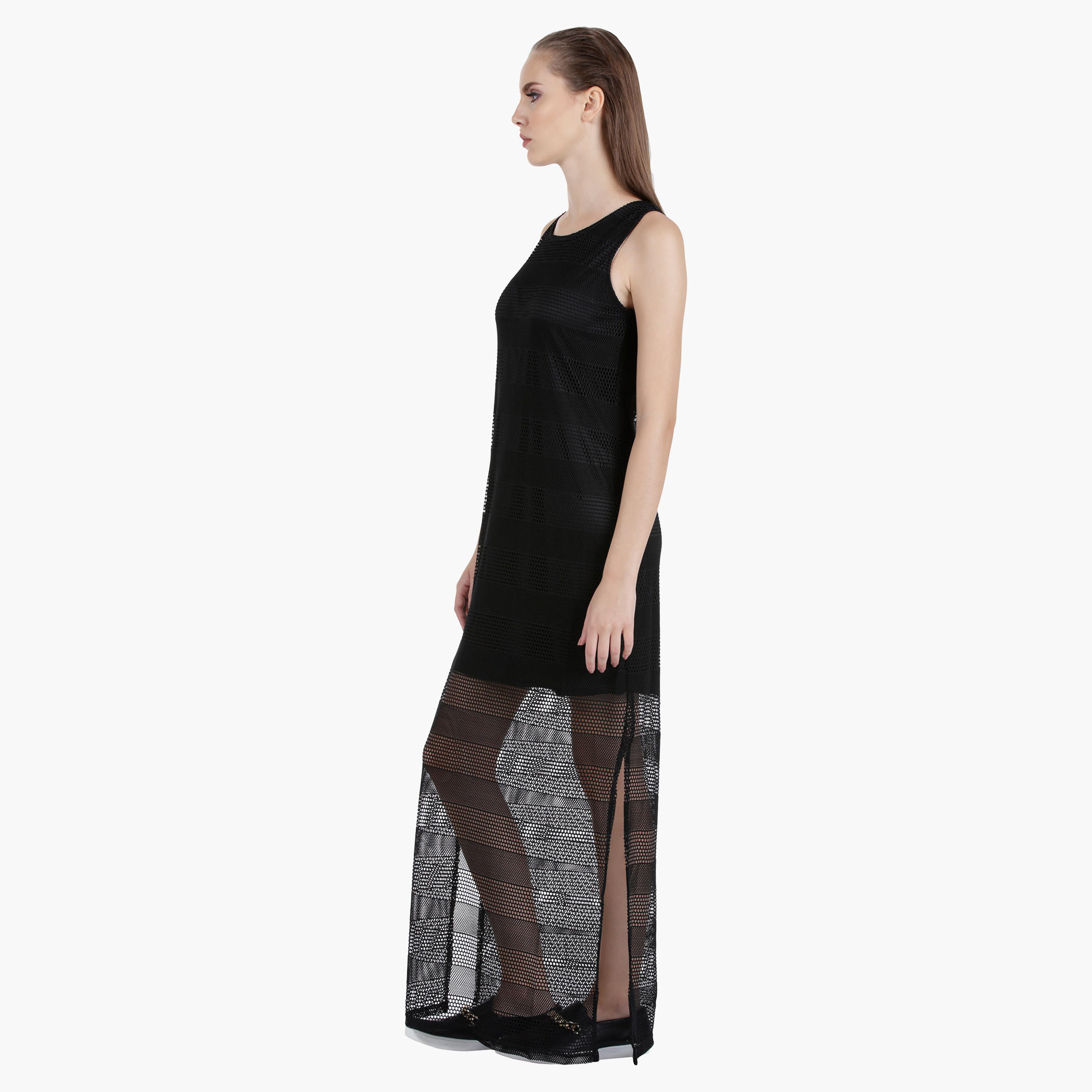 Mesh-detailed Maxi Dress in Regular Fit-women-clothing-dresses-image-3