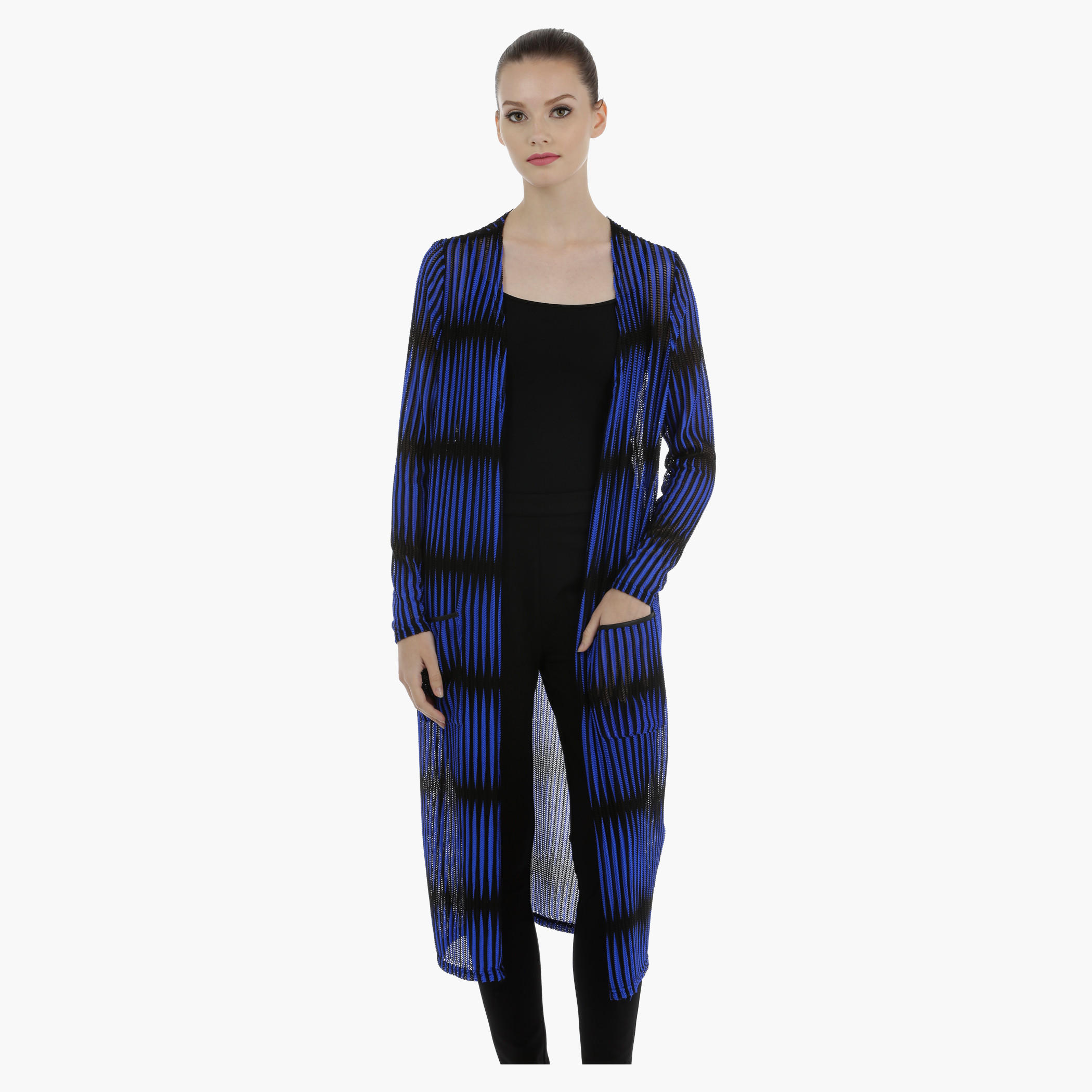 Striped Open Front Longline Shrug-women-clothing-shirtsandblouses-blouses-image-1
