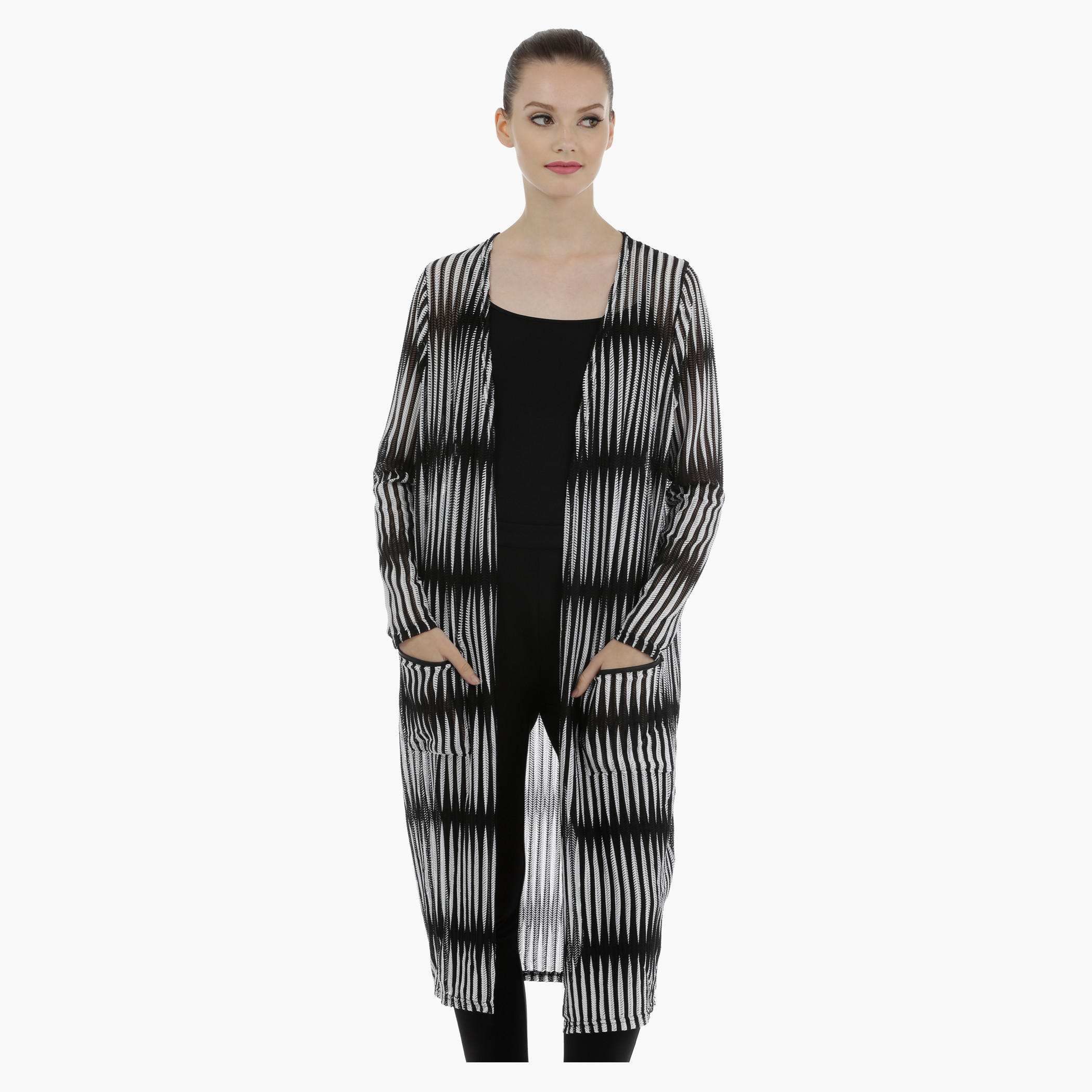 Striped Open Front Longline Shrug-women-clothing-shirtsandblouses-blouses-image-6
