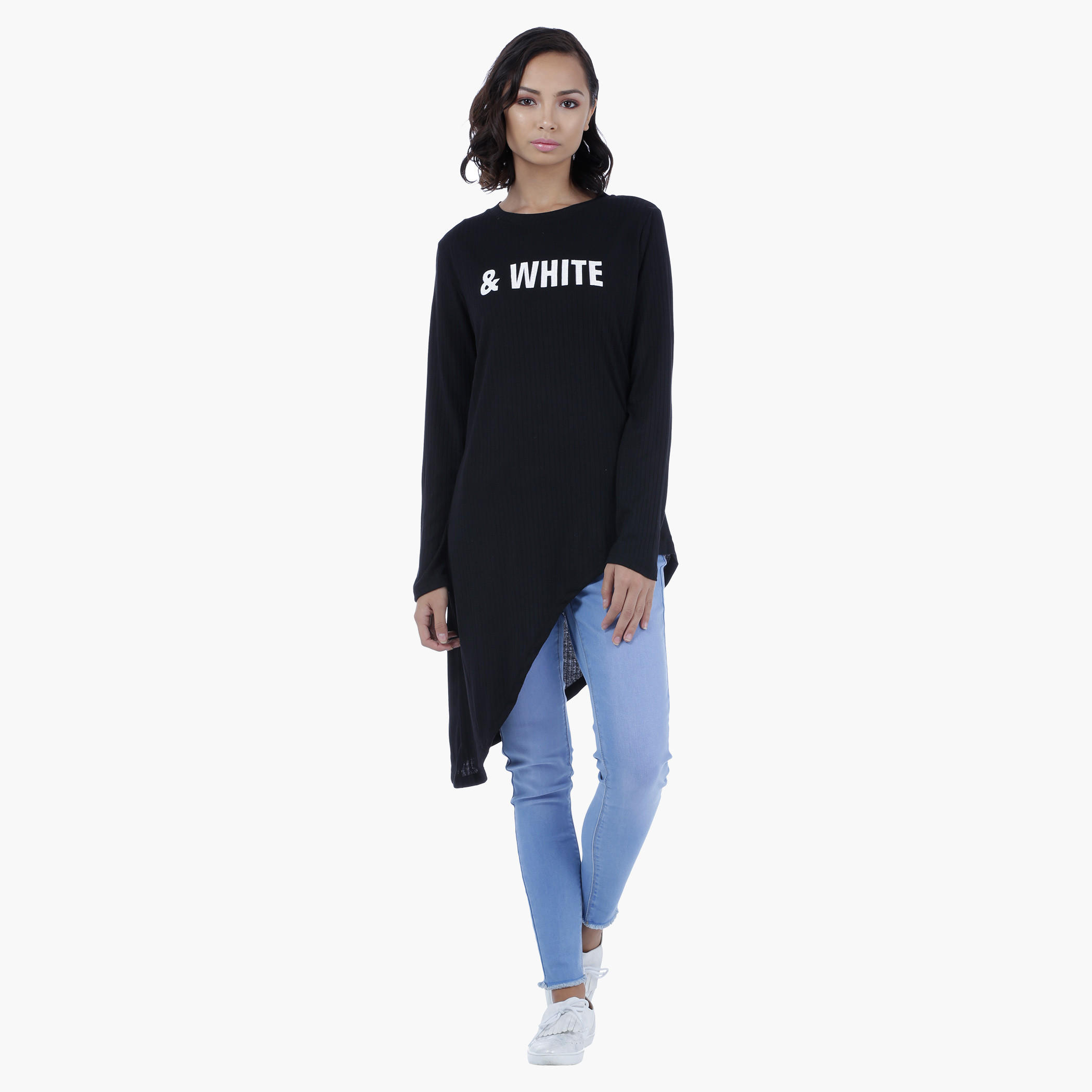 Asymmetrical Long Sleeves Tunic Top-women-clothing-tshirts-image-1