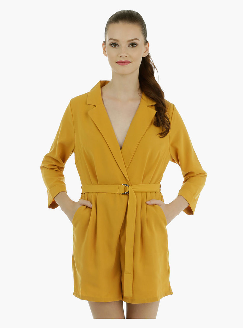 Solid Colour Playsuit with Belt-women-clothing-jumpsuits-image-1