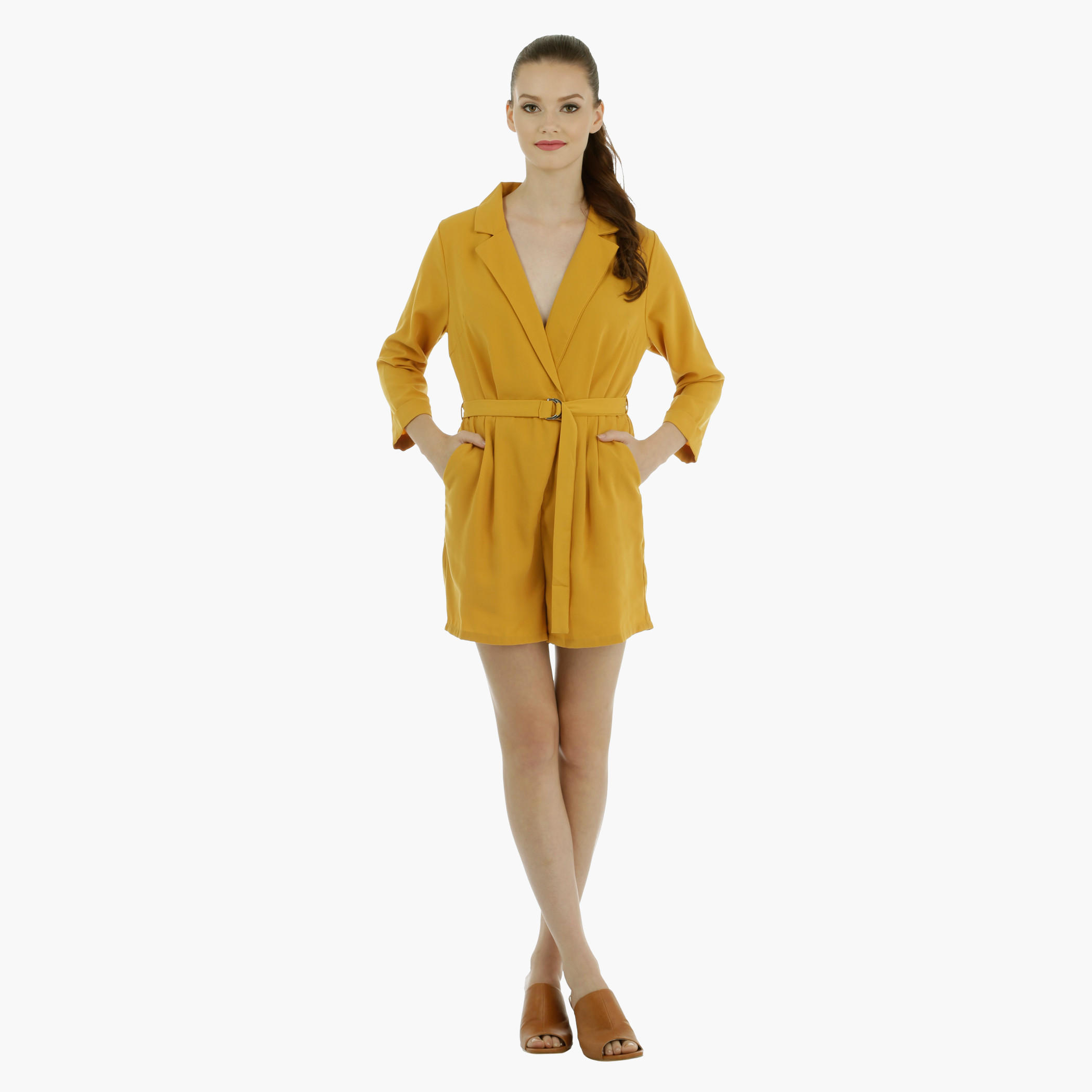 Solid Colour Playsuit with Belt-women-clothing-jumpsuits-image-5