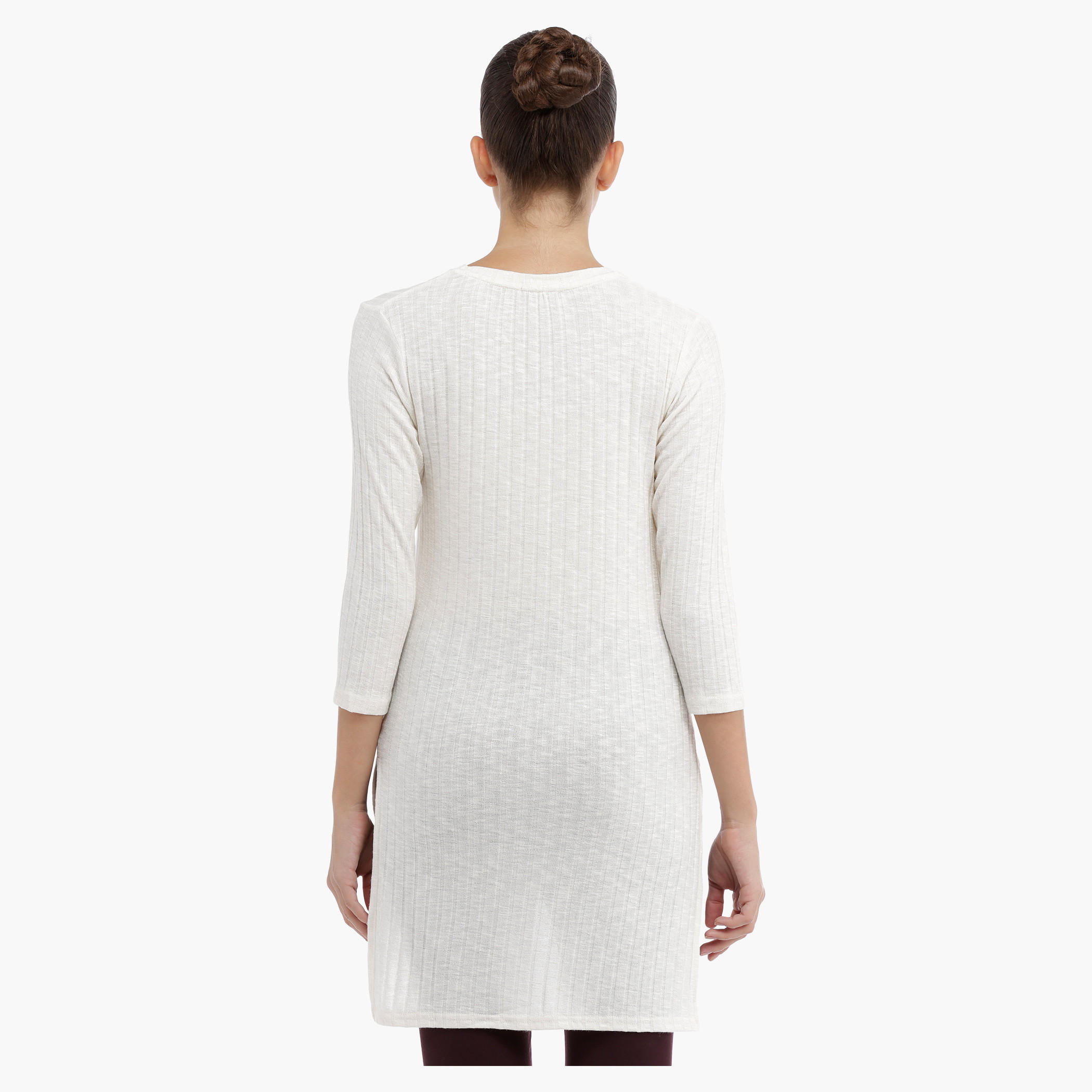 Knitted Sweater with Side Slits and High Low Hem-women-clothing-tshirts-image-2