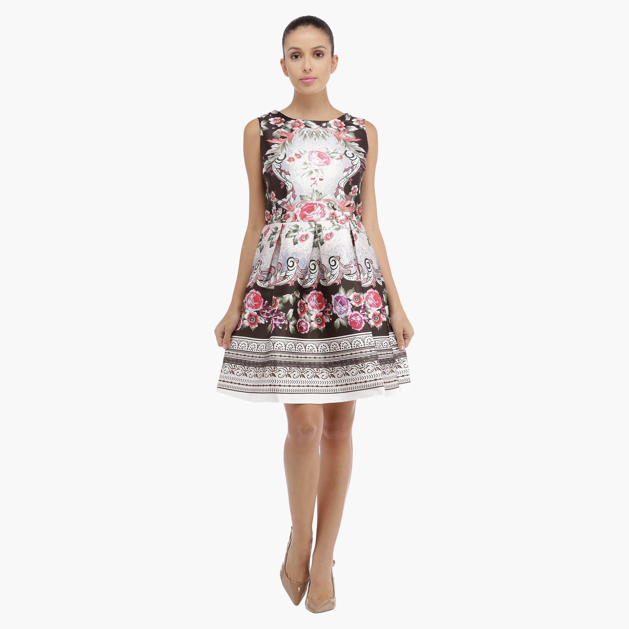 Floral Print Skater Dress-women-clothing-dresses-image-5