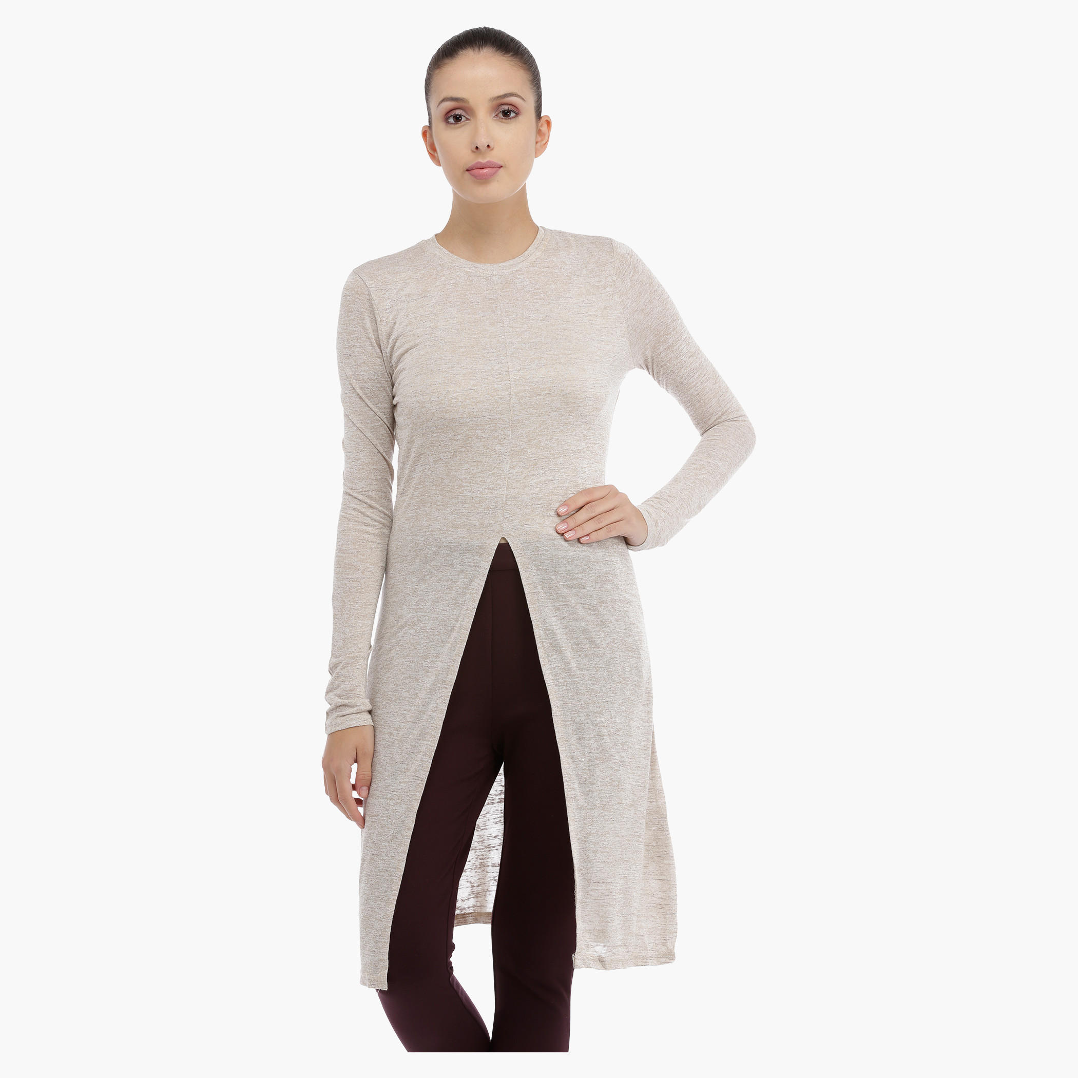 Long Sleeves Top with Front Slit-women-clothing-shirtsandblouses-blouses-image-5