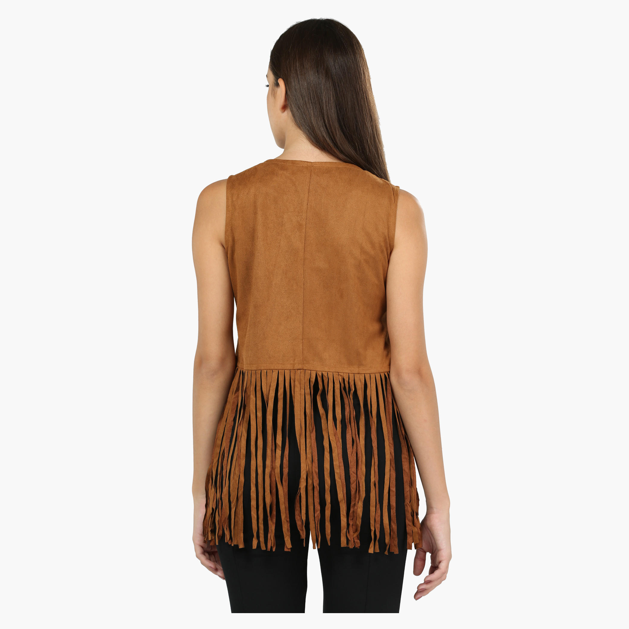 Sleeveless Fringed Shrug with Stud Embellishments-women-winterwear-cardigansandjumpers-cardigans-image-4