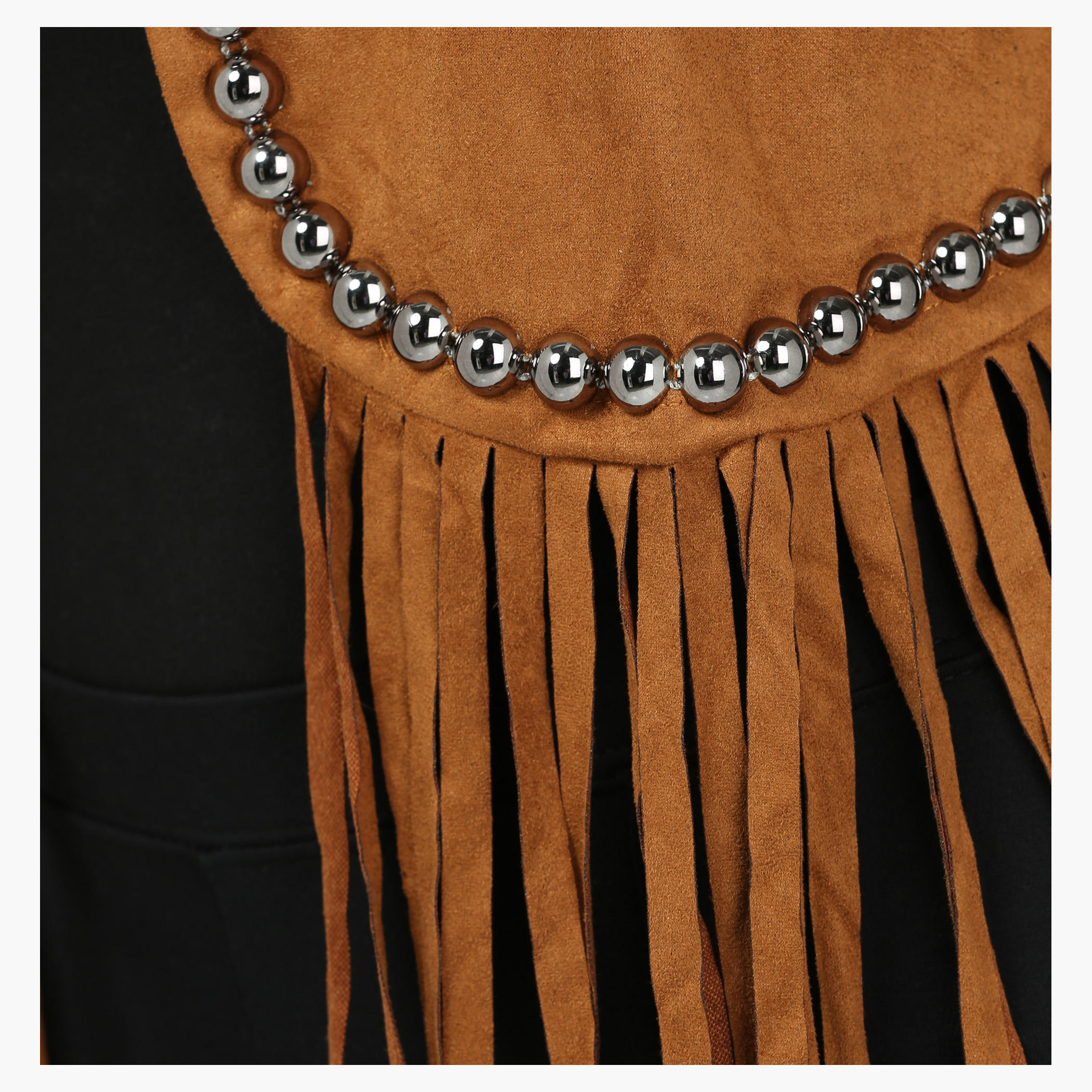 Sleeveless Fringed Shrug with Stud Embellishments-women-winterwear-cardigansandjumpers-cardigans-image-4