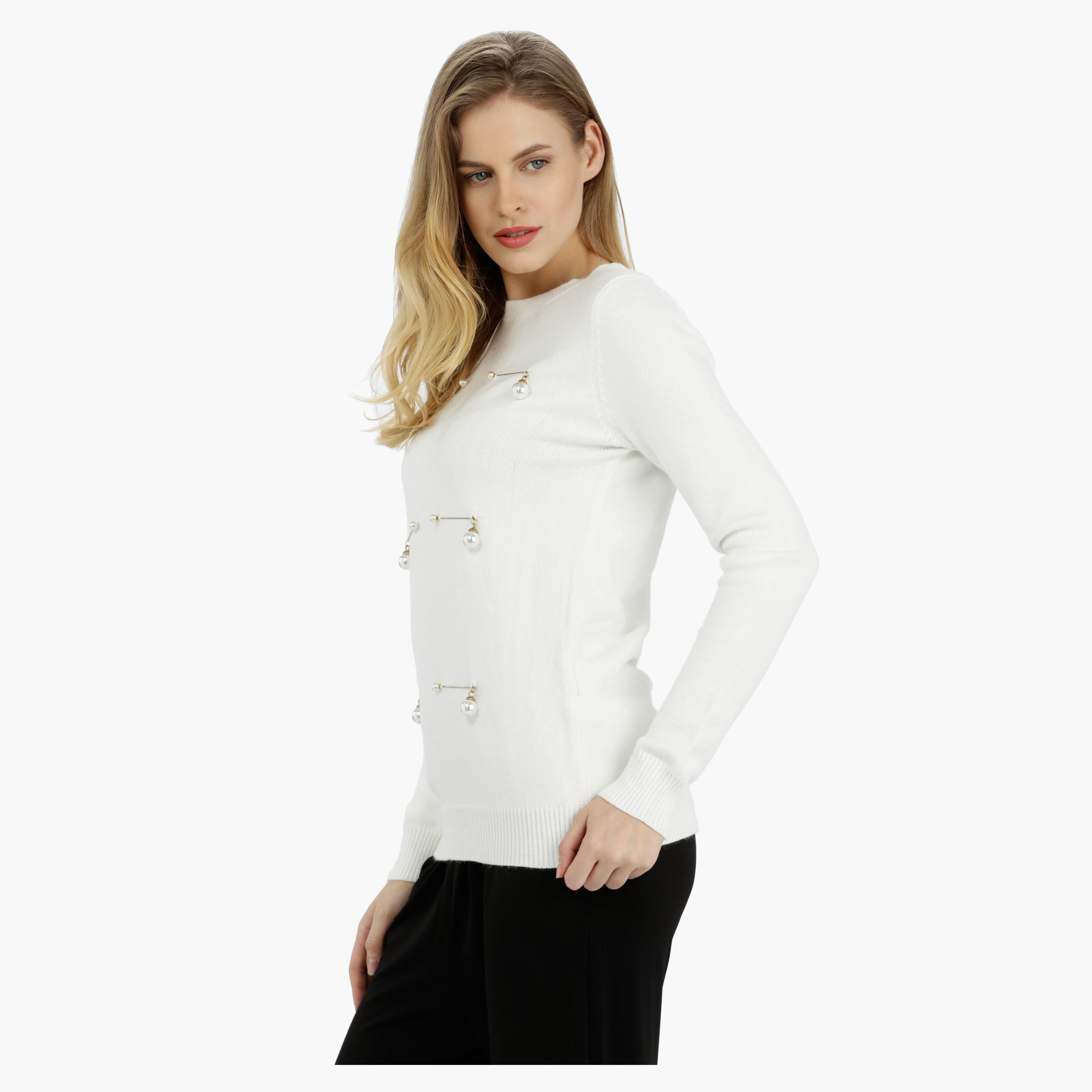 Long Sleeves Sweater with Ribbed Cuffs-women-clothing-cardigansandjumpers-jumpers-image-3