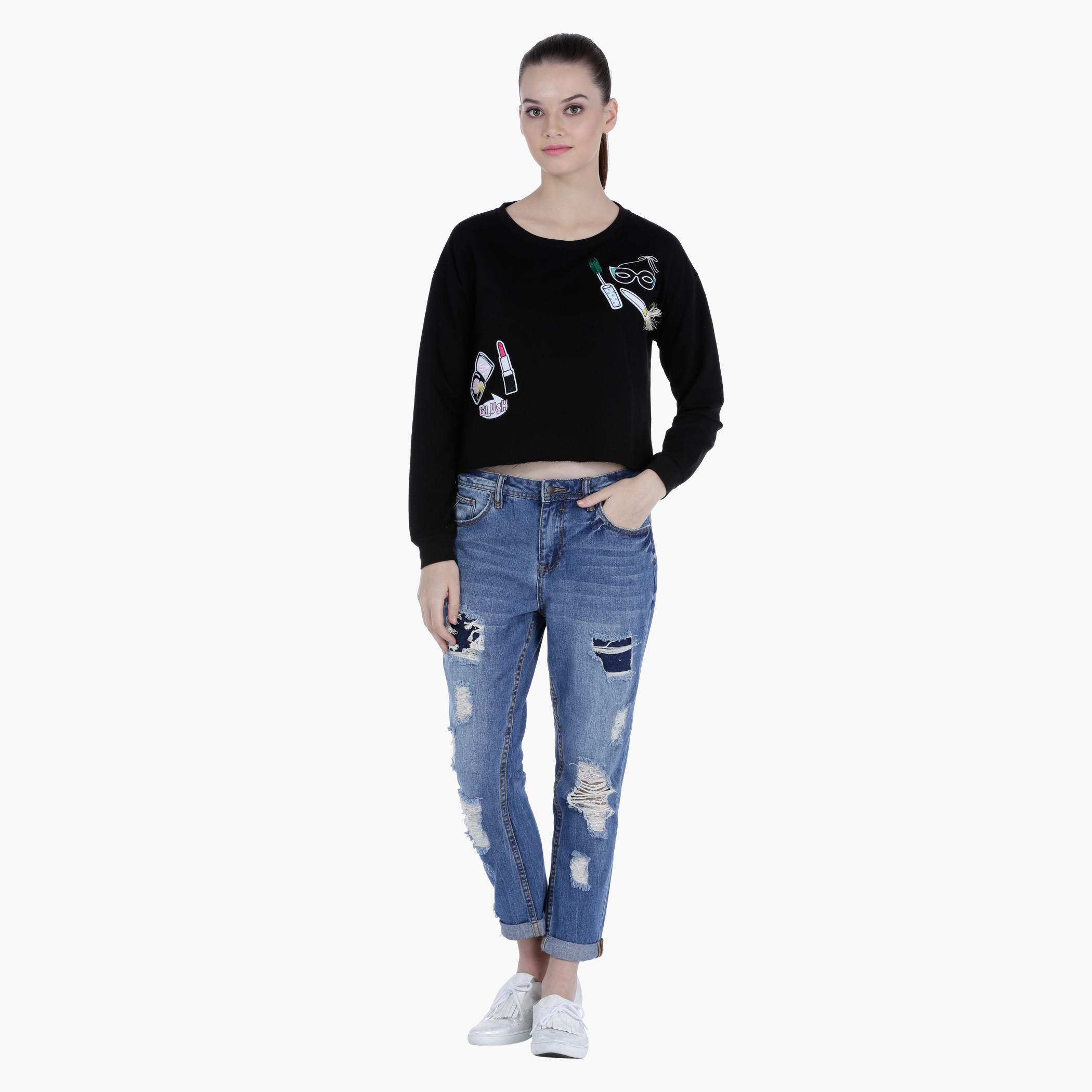 Sweater with Frayed Edge and Applique Accents-women-winterwear-hoodiesandsweatshirts-sweatshirts-image-5
