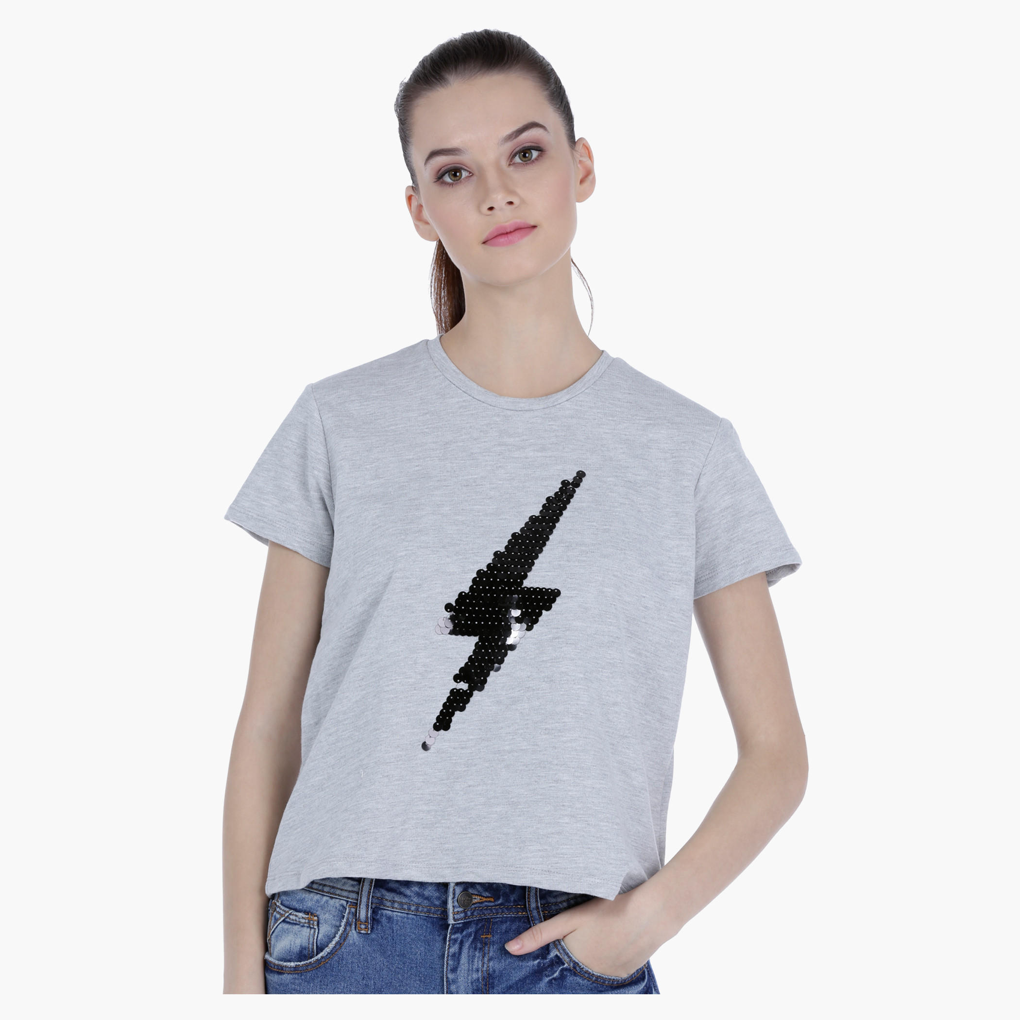 Sequined Top in Regular Fit-women-clothing-tshirts-image-5