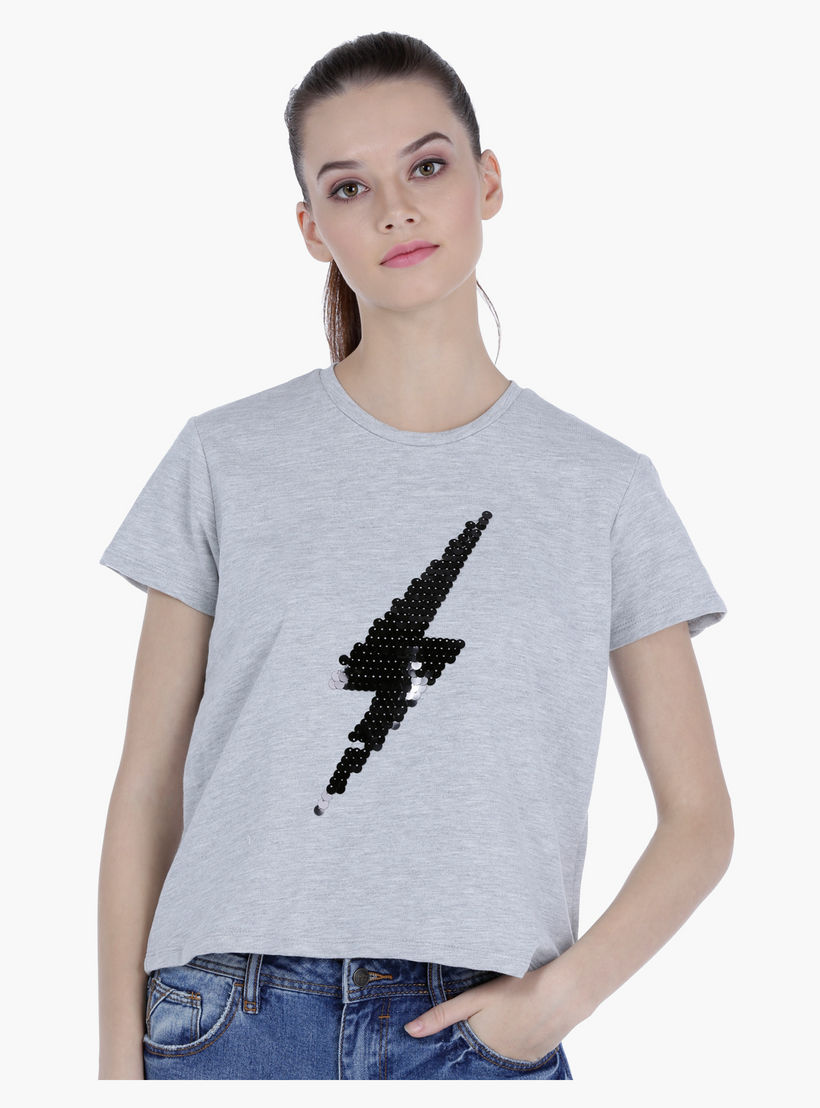 Sequined Top in Regular Fit-women-clothing-tshirts-image-5