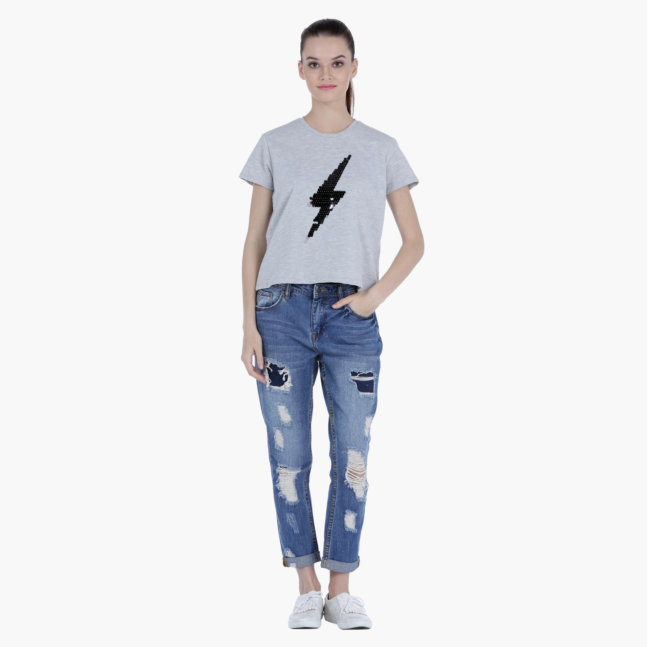 Sequined Top in Regular Fit-women-clothing-tshirts-image-1