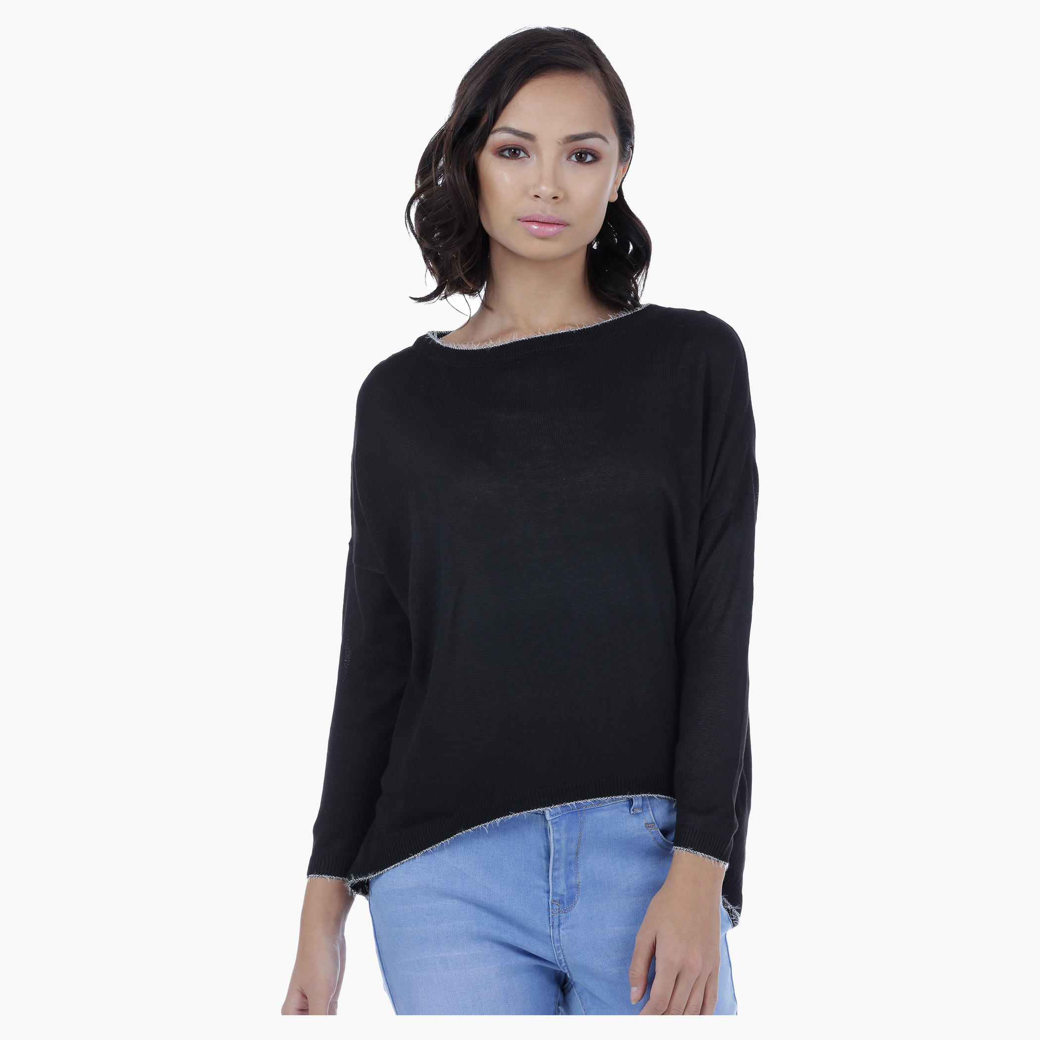 Frayed Sweater with Long Sleeves-women-clothing-cardigansandjumpers-jumpers-image-1