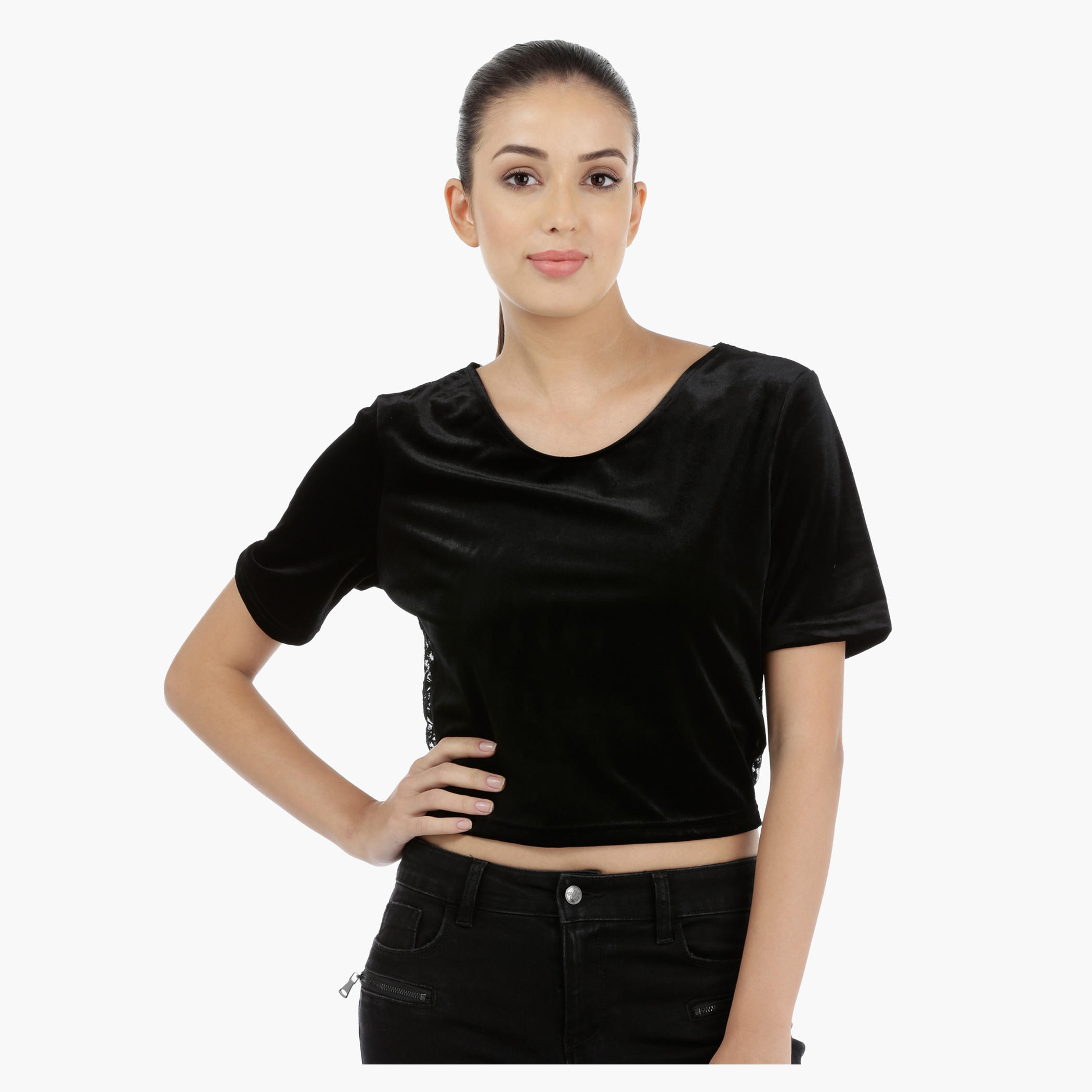 Velour Top with Lace Back-women-clothing-shirtsandblouses-blouses-image-1