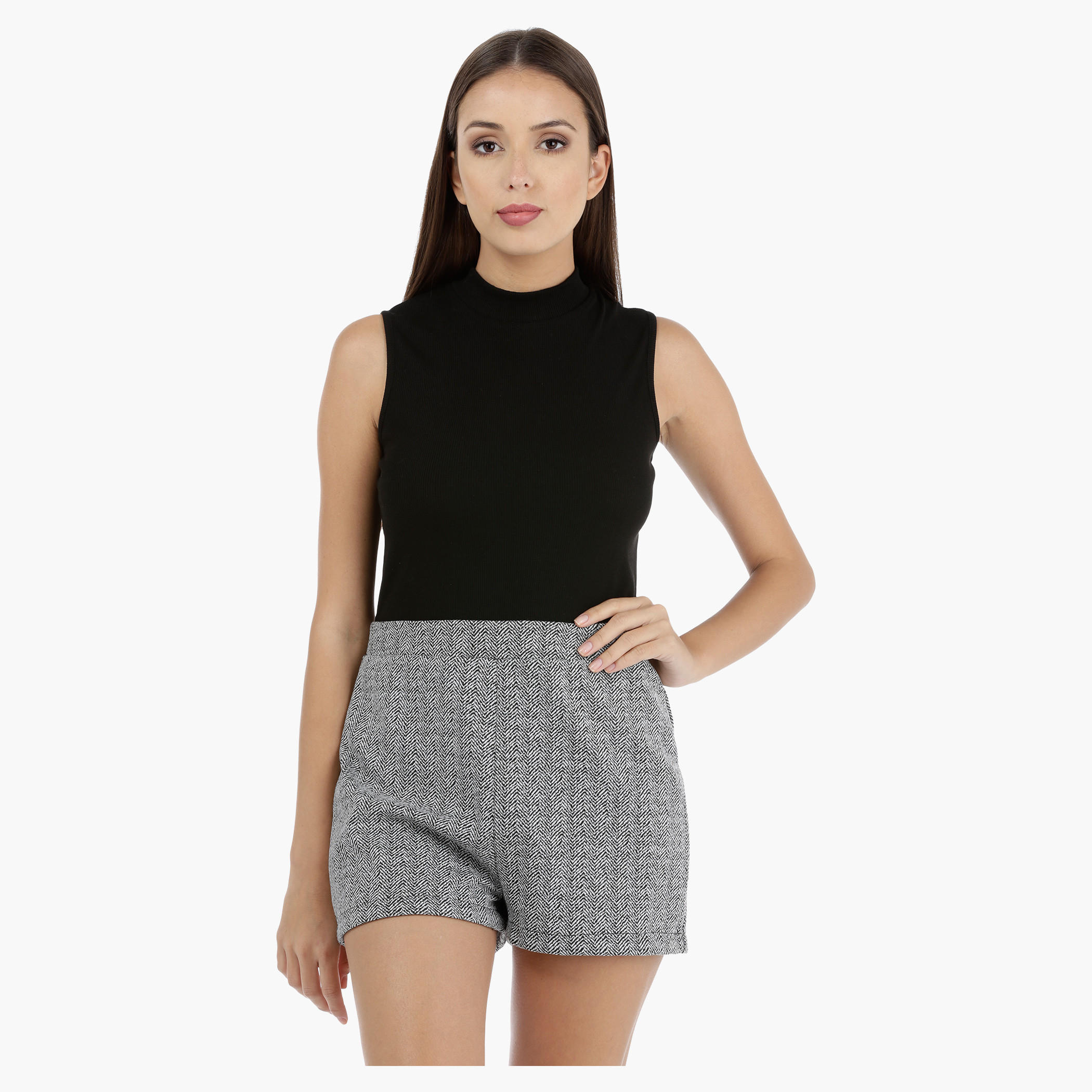 Sleeveless Chevron Design Playsuit-women-clothing-jumpsuits-image-1
